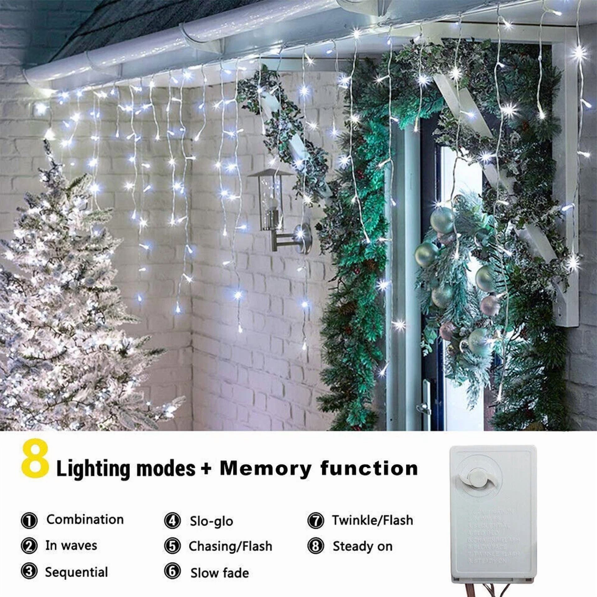 FABLE- 96 Led Curtain Icicle Lights Wedding Party Fairy String Christmas Decor Lights - Image 6
