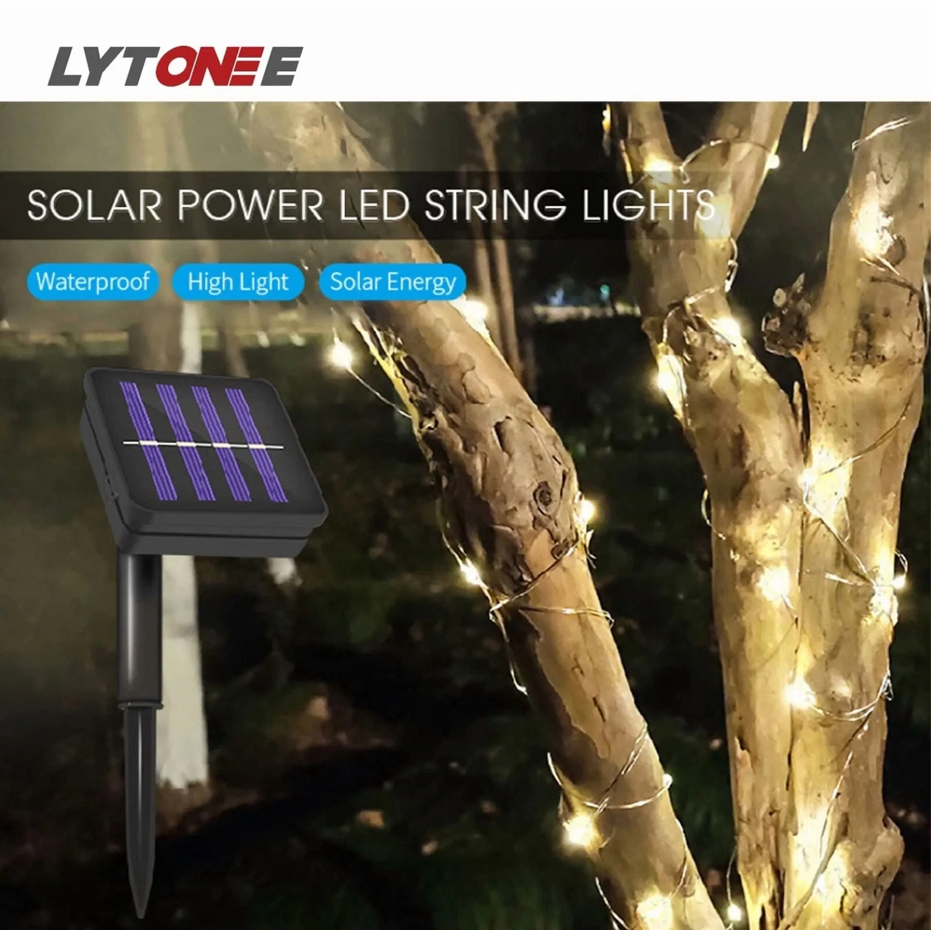 33Ft 100Led Solar Fairy Waterproof String Light Copper Wire Outdoor Garden Decor - Image 4