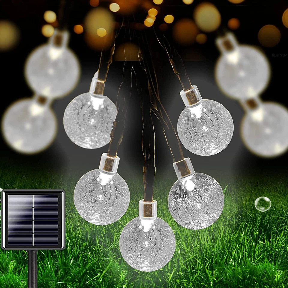 50 Led Solar String Light Waterproof Crystal Globe Christmas Lights Party Decor - Image 3