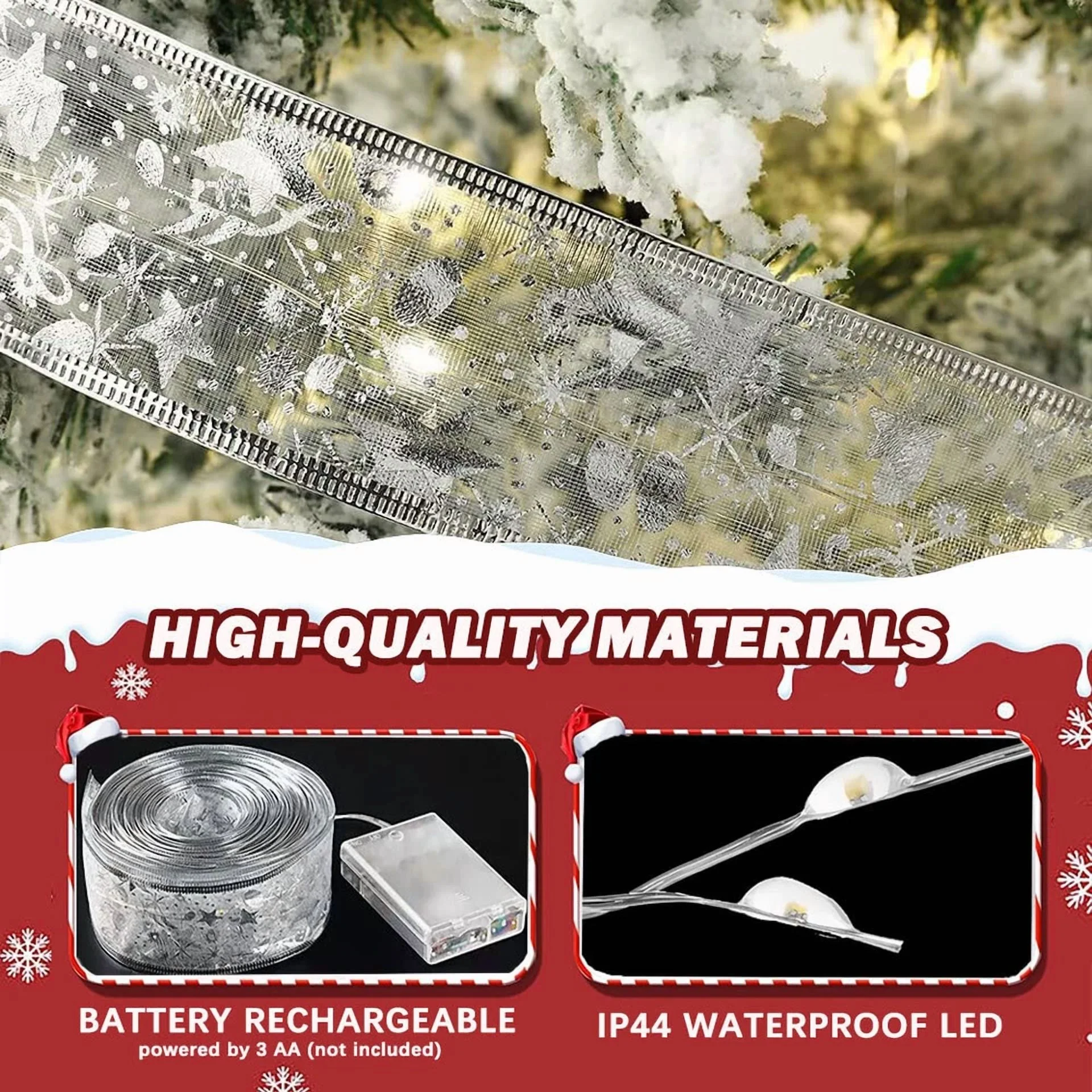 Led Ribbon Fairy String Lights For Christmas Tree Decoration Party Battery Lamp - Image 2