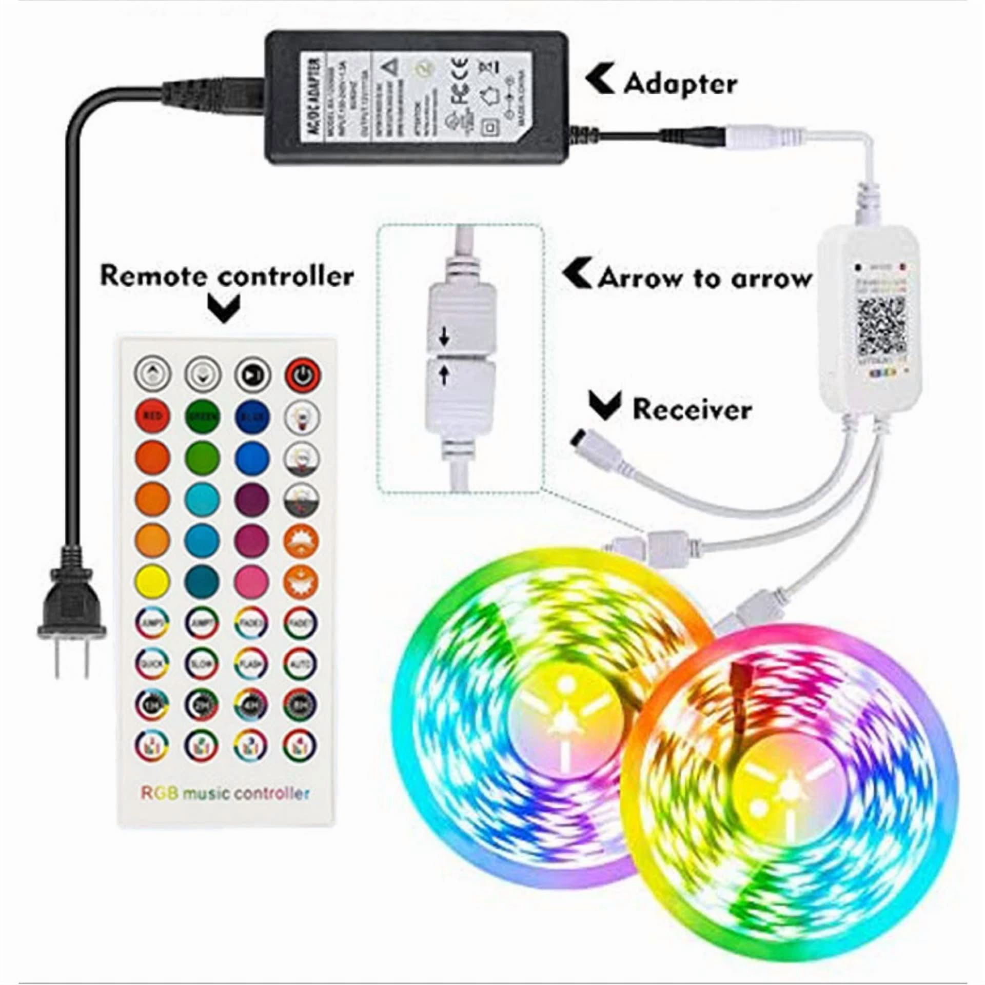 16.4Ft Rgb Led Remote Control Multicolor Tape Light Strip For Room Bar Desk - Image 4