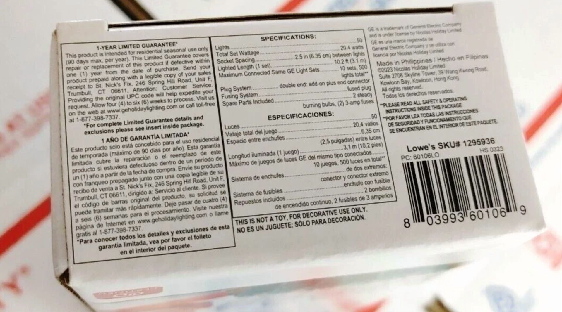 Ge String A Long 50 Clear Mini String Lights With Green Wire Cord Christmas New - Image 3