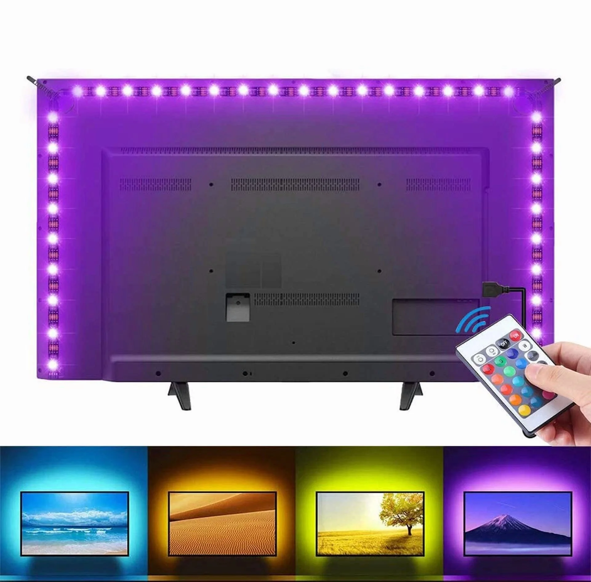 Tv Led Backlight 4 X 50Cm Usb Rgb 5050 Strip Light Remote Kit 5V 30Leds/M - Image 2