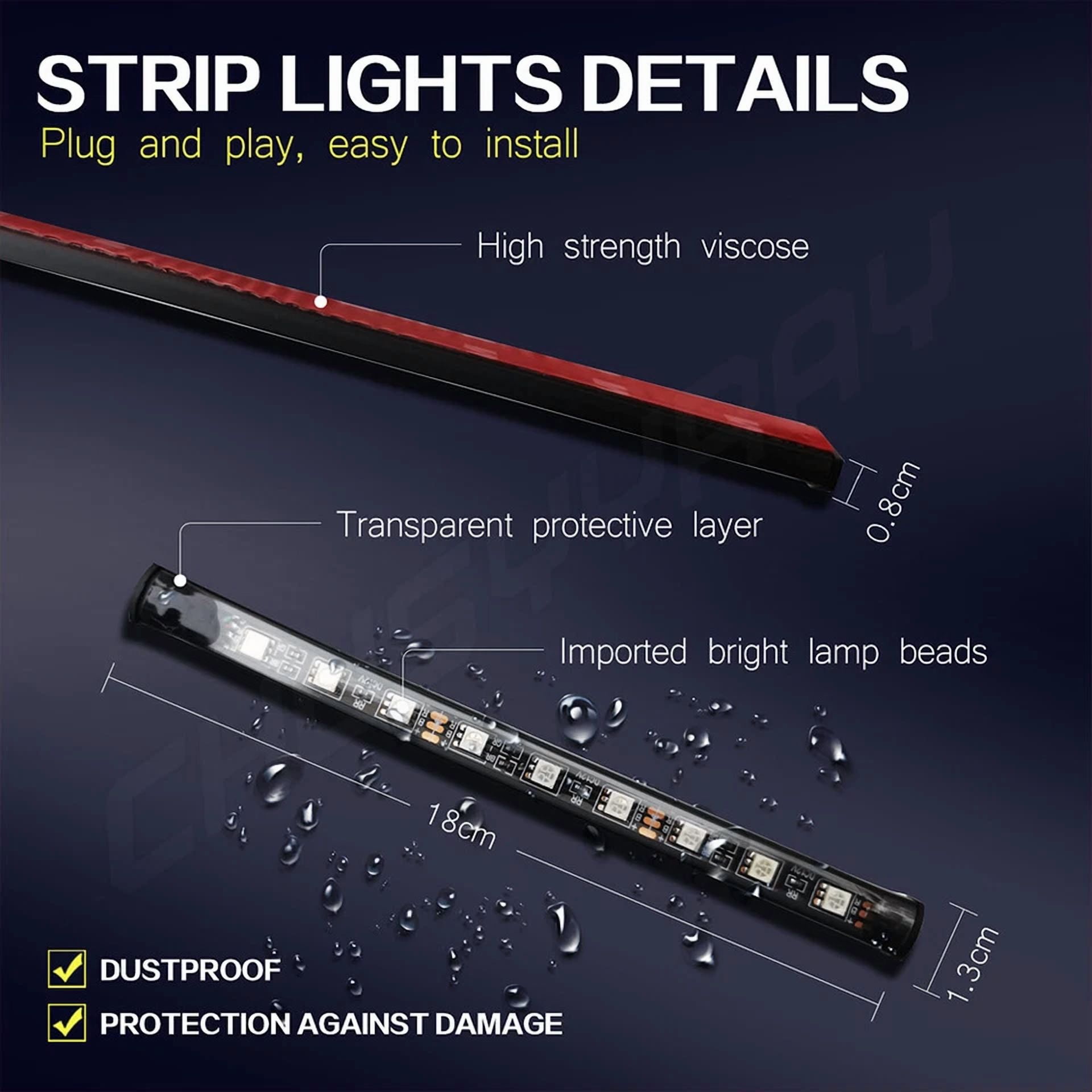 4Pc Flexible 5050 Rgb Led Strip Lights Remote Fairy Light Room Party Waterproof - Image 2