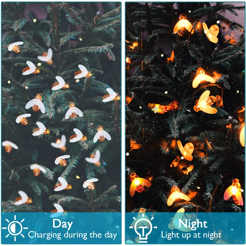 21Ft. 30 Led Solar Power Bee String Light Waterproof Garden Path Yard Decor Lamp - Image 2