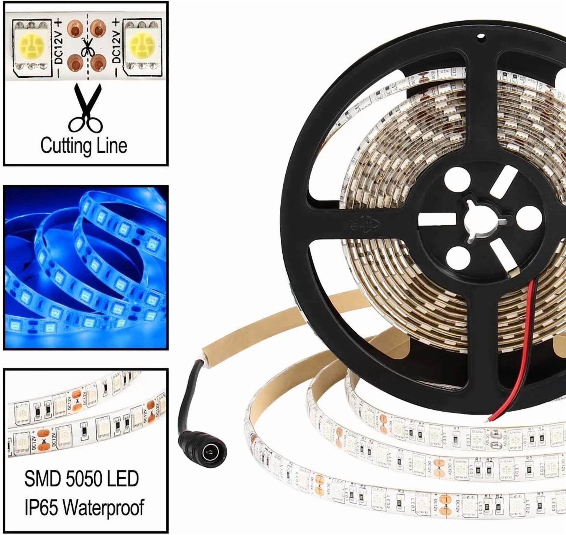 16.4Ft Blue Led Strip Light 300 Leds Dimmable Flexible Waterproof Ribbon Light - Image 4