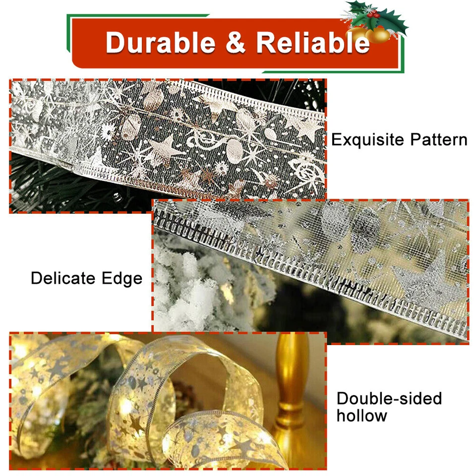 2Pcs Led Ribbon Fairy String Light For Christmas Tree Party Decoration Lamp Xmas - Image 4