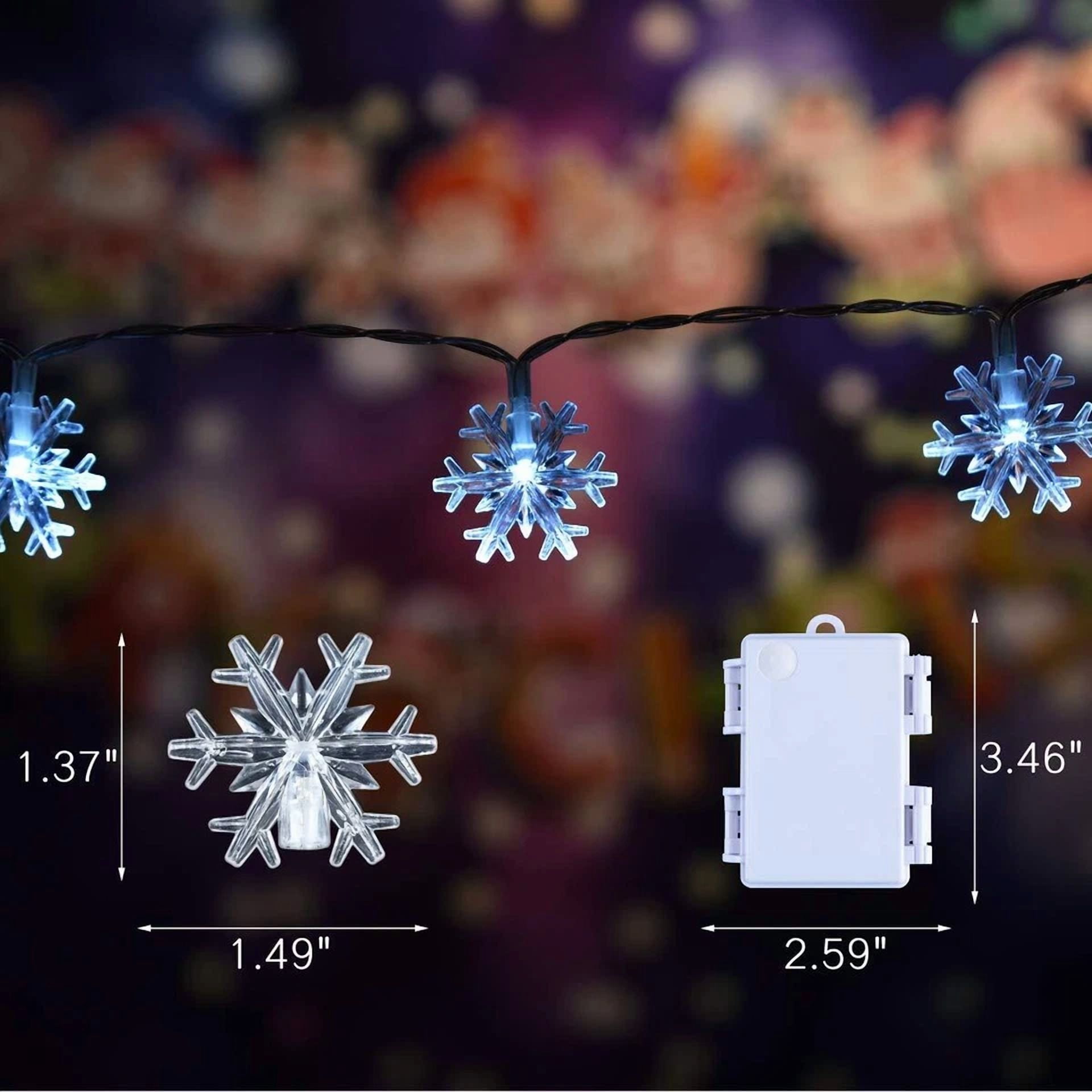 Snow Flake Christmas String Lights 20-Led 16Ft Battery Operated,Waterproof Light - Image 6
