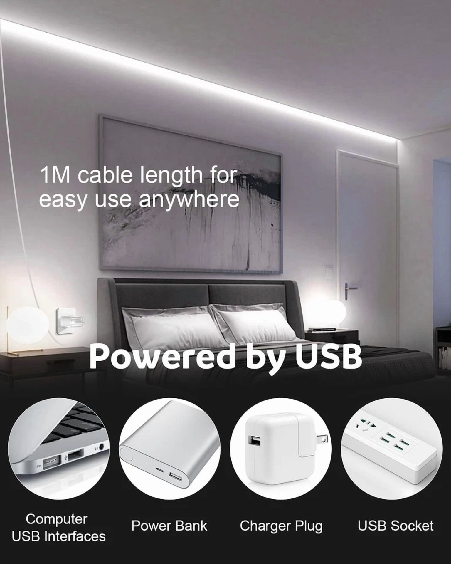 Usb Cob Led Strip Light, 5V 6000K Daylight, 1M 320 Leds, For Tv, Kitchen, Shelf - Image 3