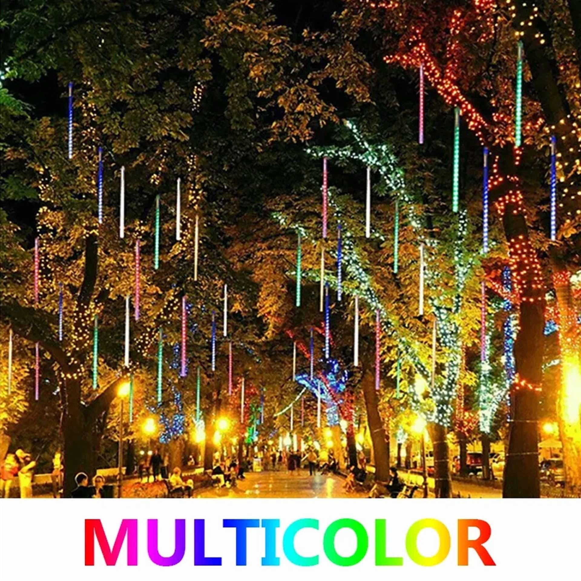 196 Led Meteor Shower String Lights 8 Tube Garden Falling Rain Light Party Decor - Image 5