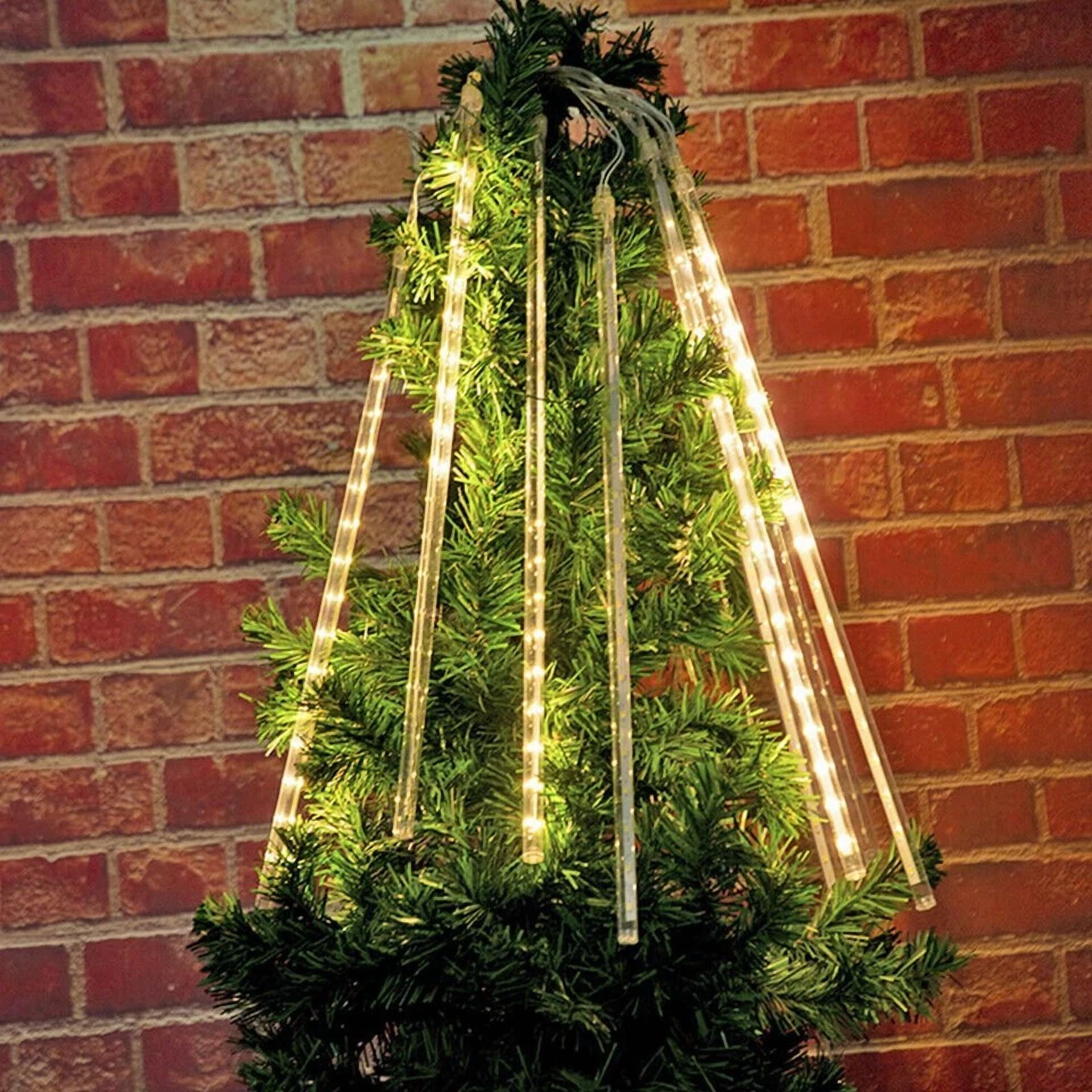 Led Meteor Shower Raindrop Lights Xmas Snowfall String Light Garden Tree Decor - Image 4