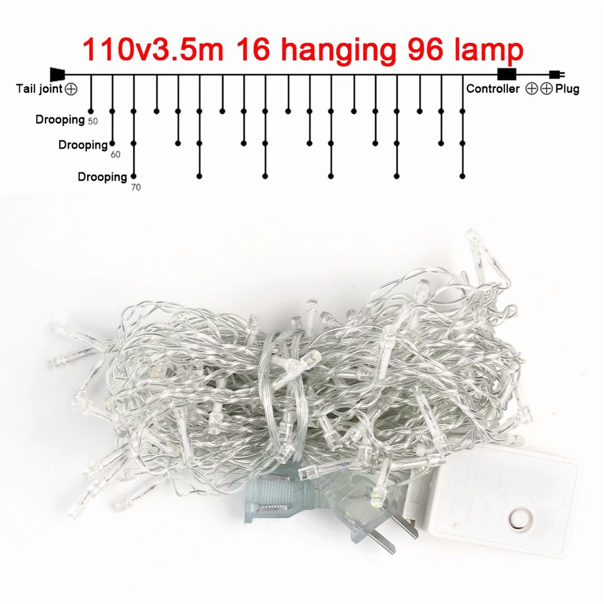 FABLE- 96 Led Curtain Icicle Lights Wedding Party Fairy String Christmas Decor Lights - Image 4