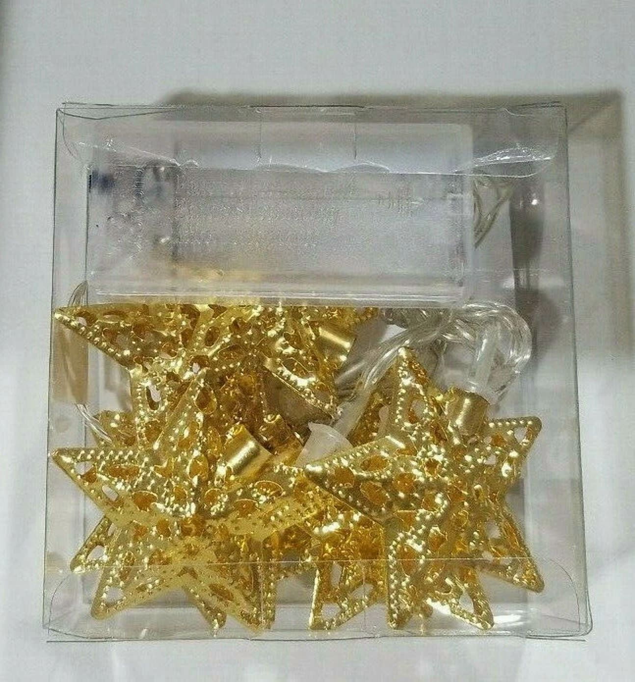 Battery Operated Star Cap Led Light String Gold 8 Lights - Image 3