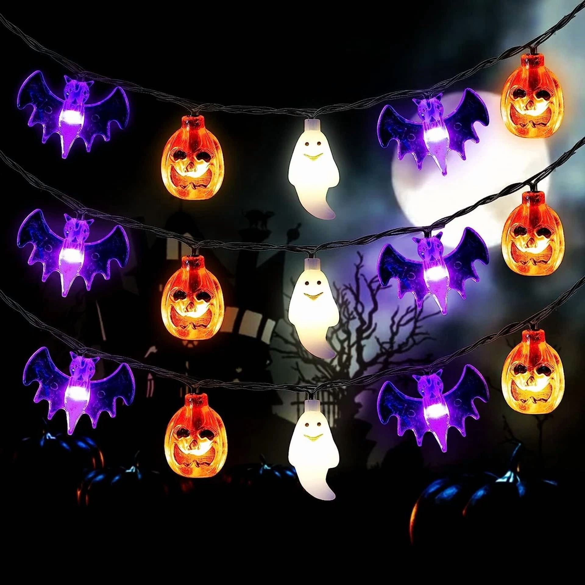 Halloween Ghost String Light Hanging Pumpkin Lantern Decoration Indoor Outdoor - Image 2