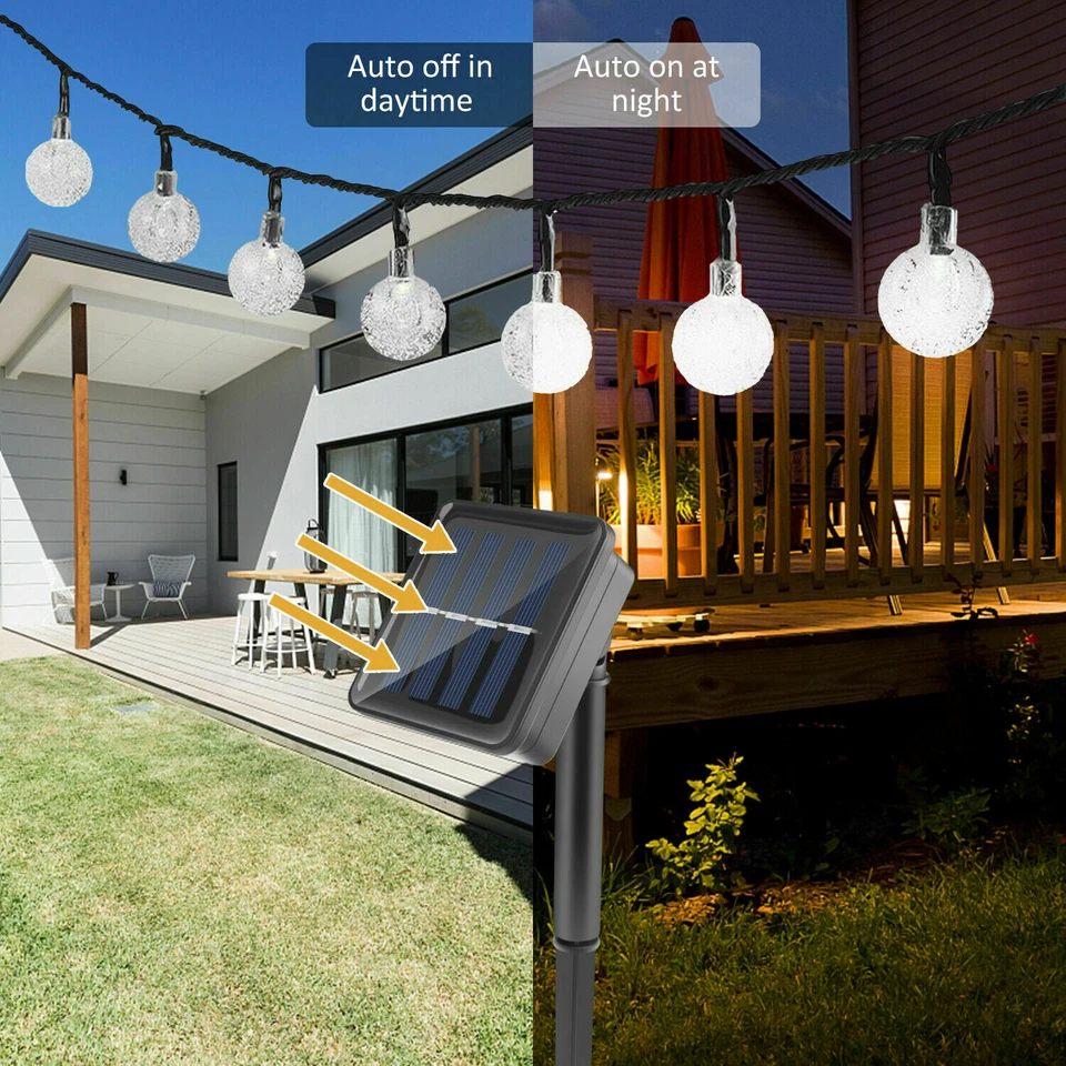 50 Led Solar String Light Waterproof Crystal Globe Christmas Lights Party Decor - Image 5