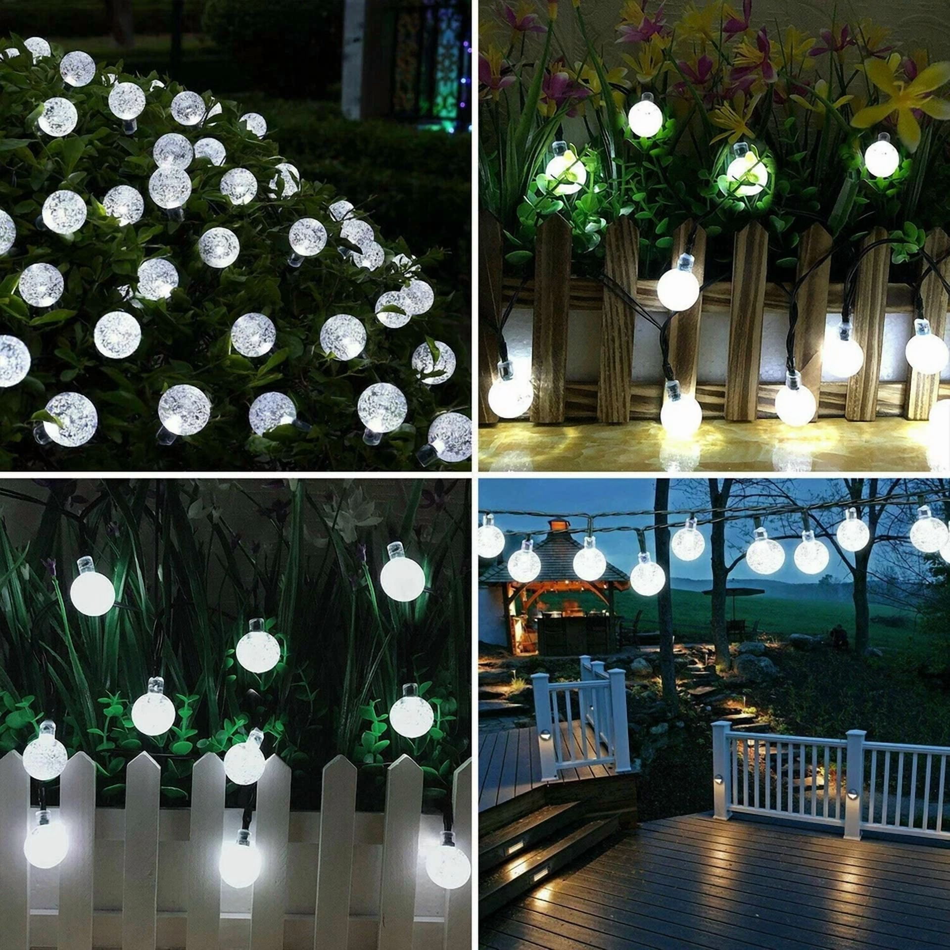 GRIND- 23Ft 50 Led Outdoor Solar Powered String Lights For Patio Yard Party Decor White - Image 4