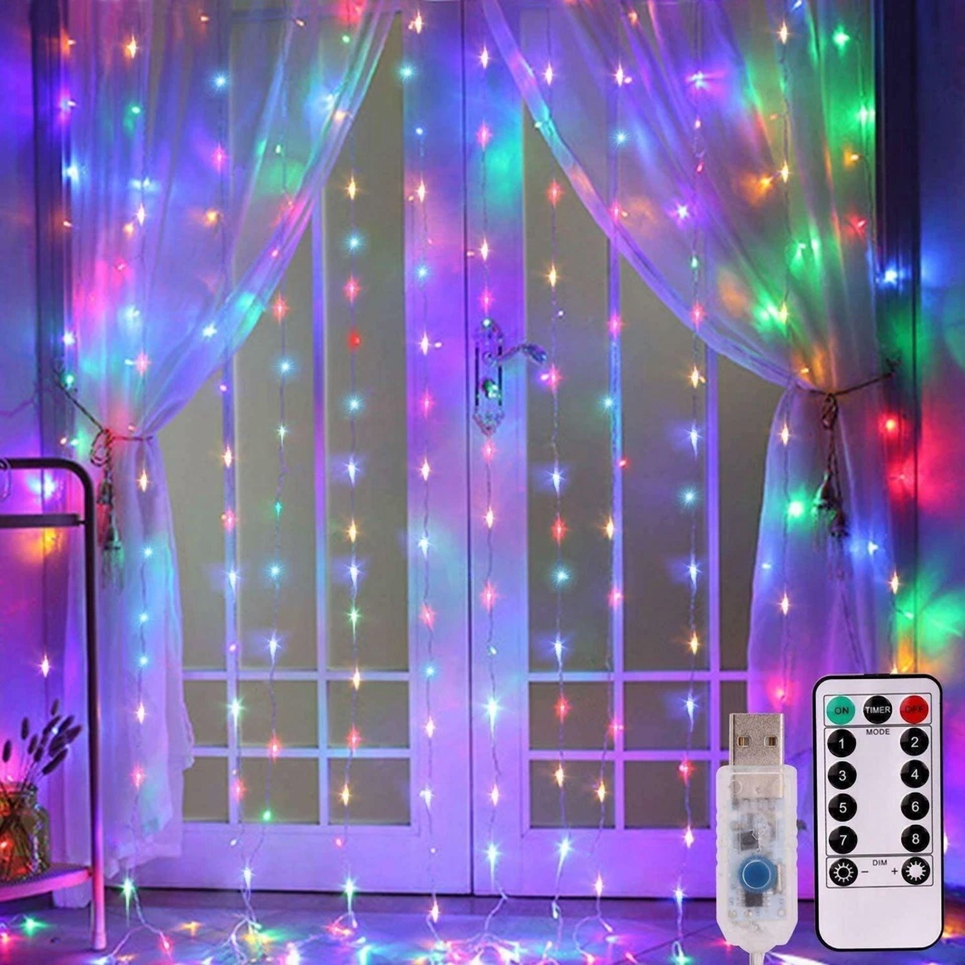 ZYLER- 300 Led Curtain Fairy Lights Usb String Light W/ Remote Party Wedding Christmas - Image 6