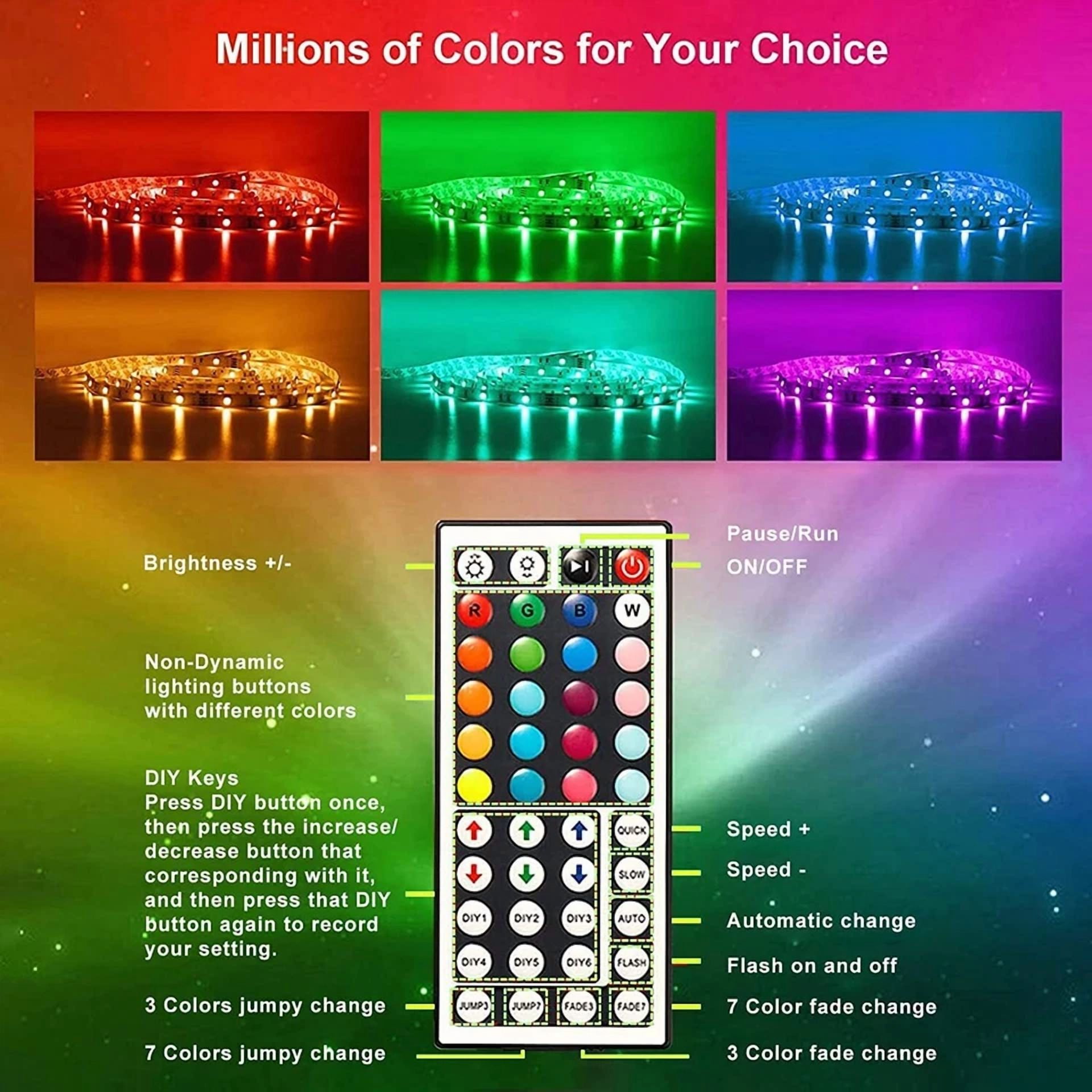 50Ft Multicolor Led Strip Lights Remote Control Rgb For Bedroom Party Home - Image 4