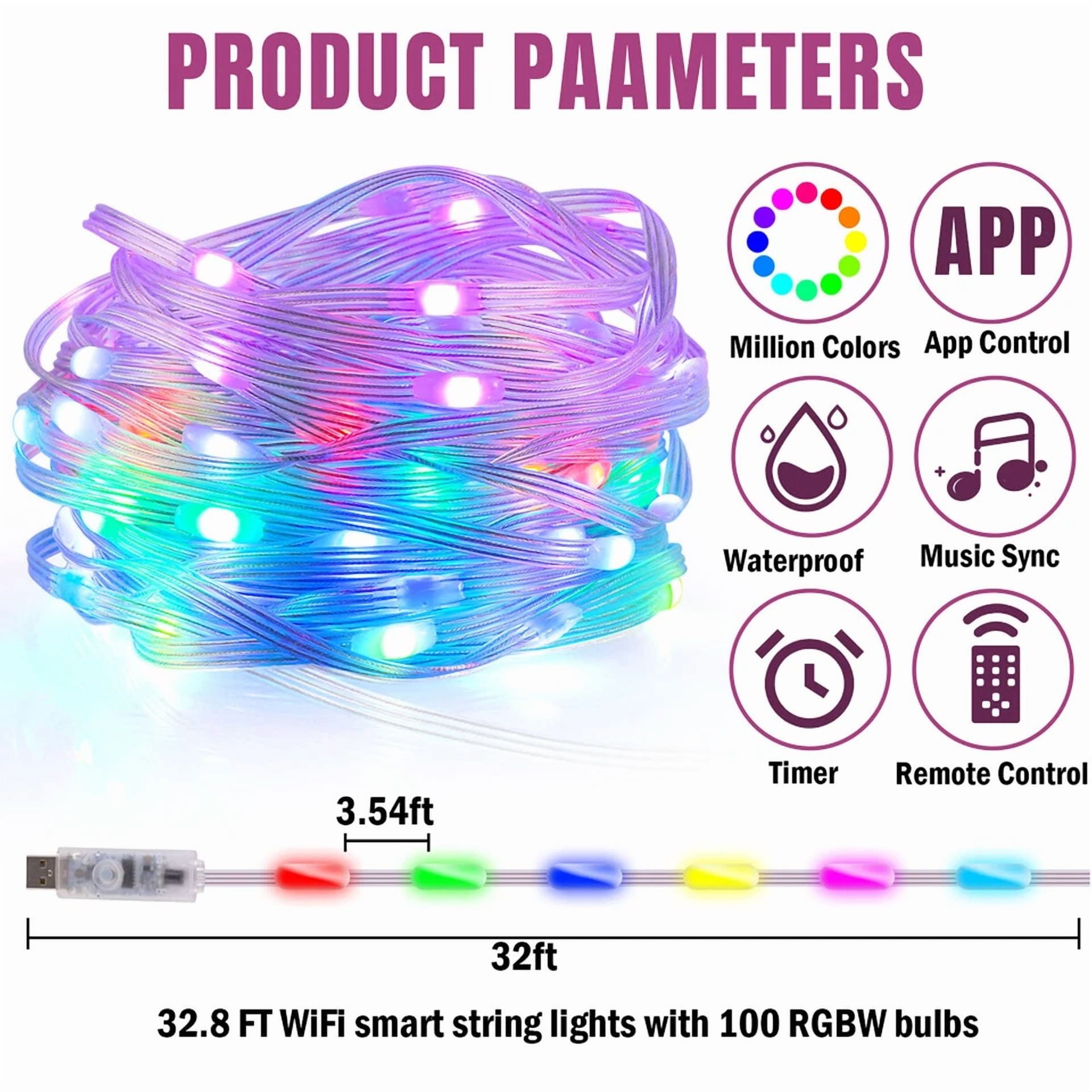 Led Strip Lights 100Led 33Ft Bluetooth Room Lighting Rgb Voice Sync App Remote - Image 4