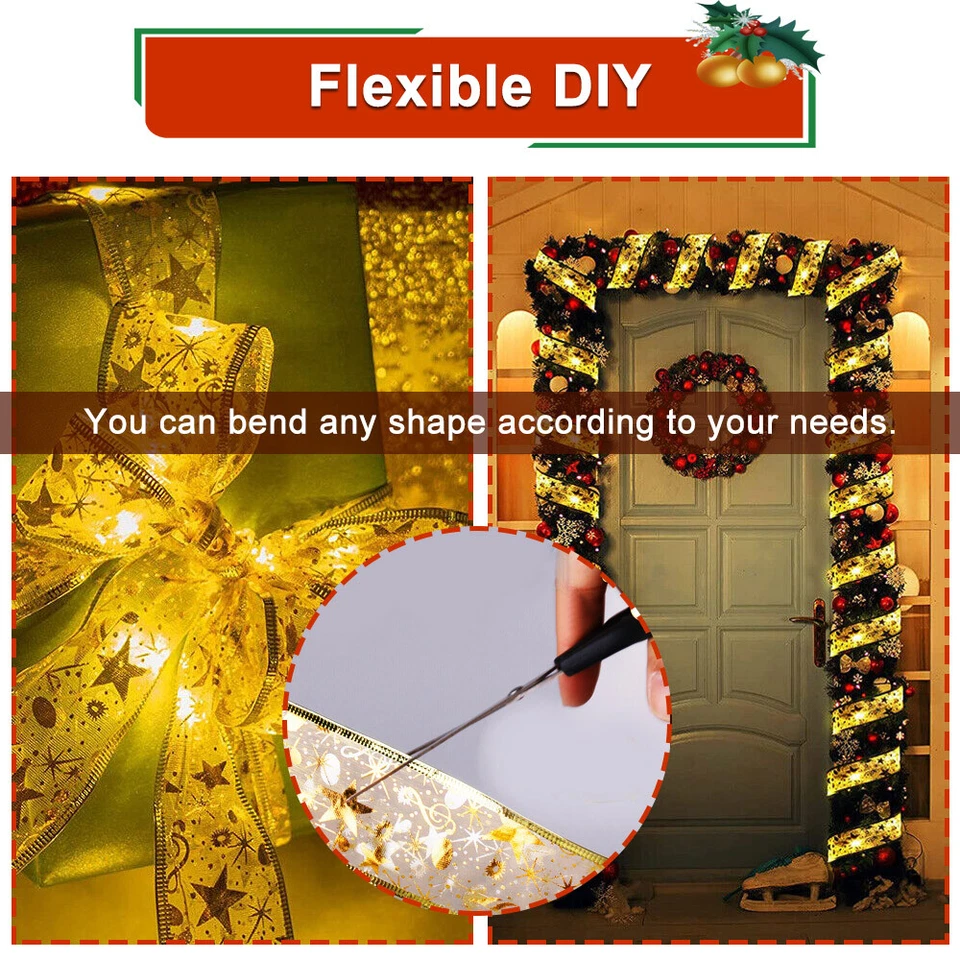 2Pcs Led Ribbon Fairy String Light For Christmas Tree Party Decoration Lamp Xmas - Image 5