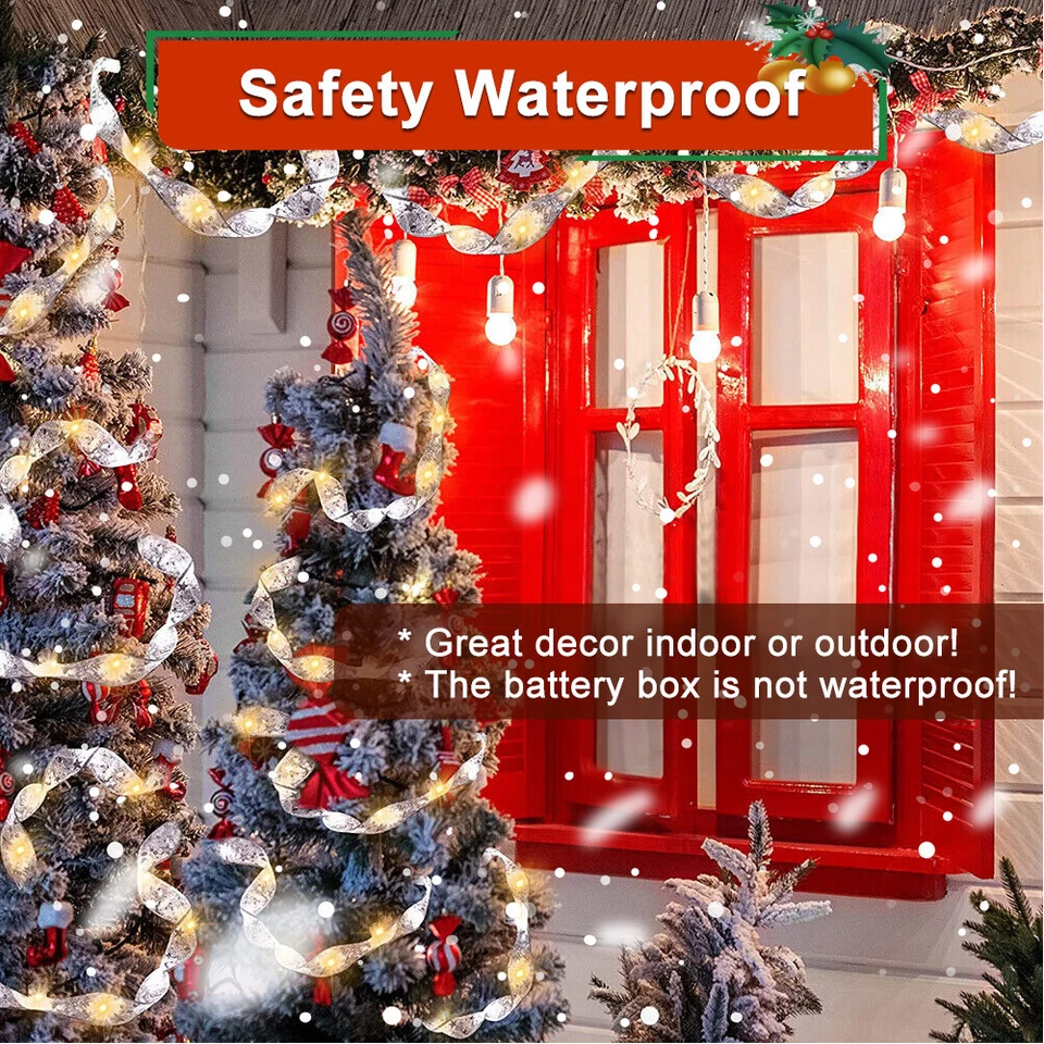 2Pcs Led Ribbon Fairy String Light For Christmas Tree Party Decoration Lamp Xmas - Image 3