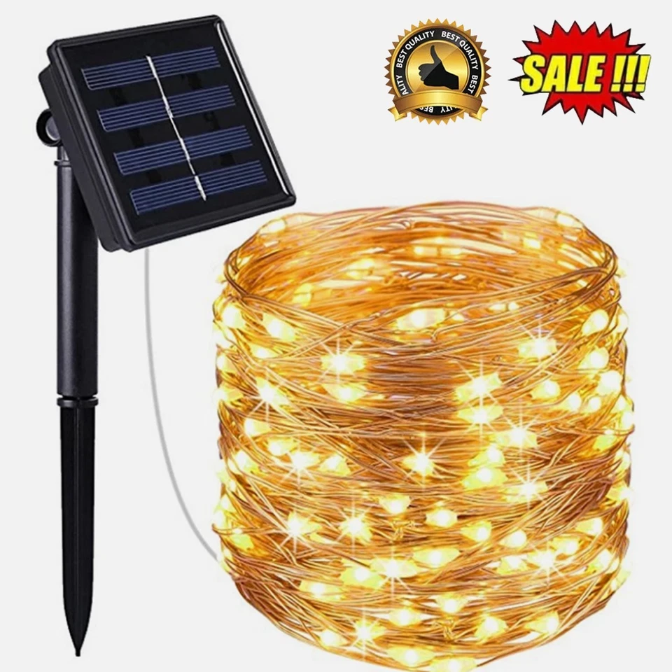 Solar String Lights Led Waterproof Copper Wire Garden Party Decor Outdoor Us - Image 4