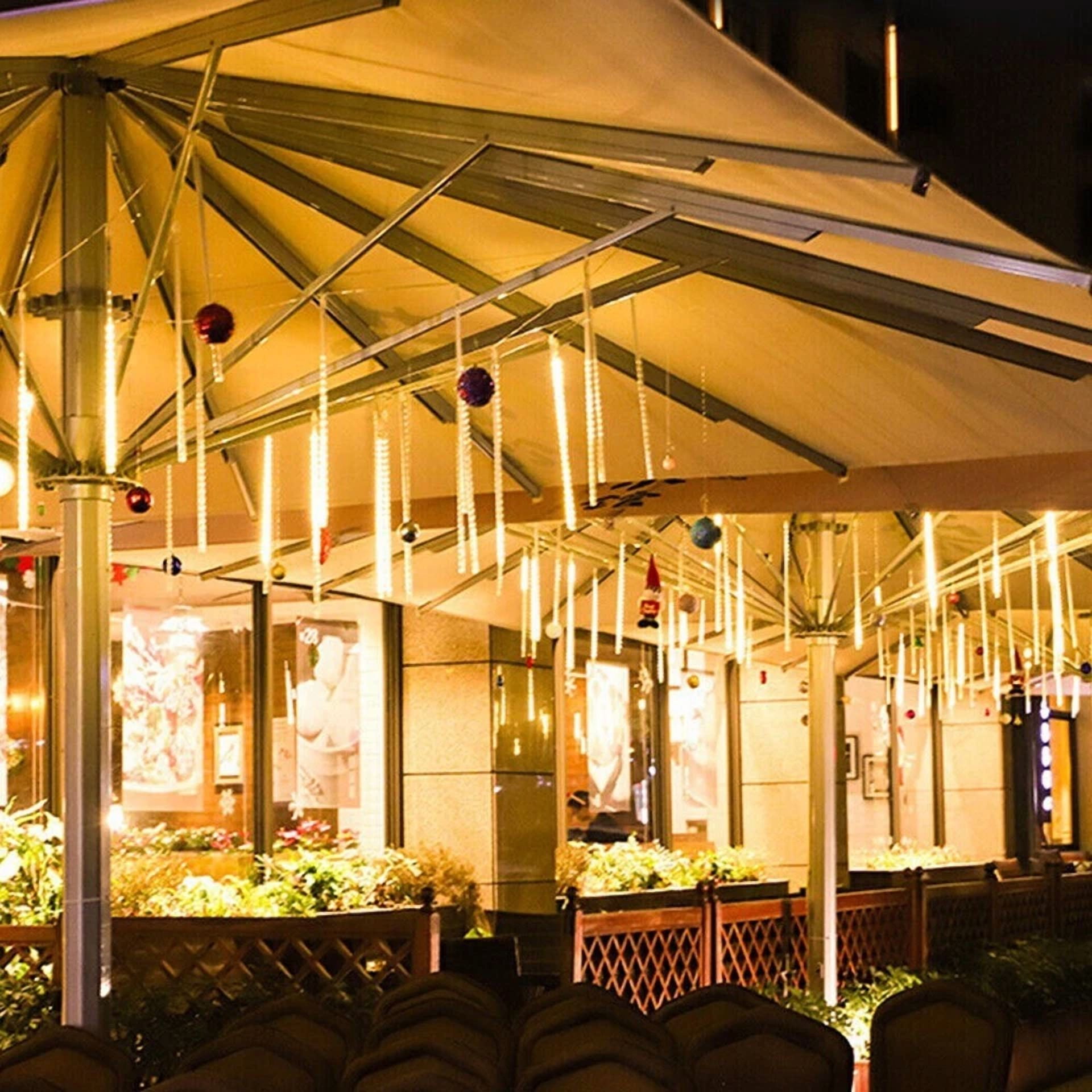 192 Led Meteor Shower String Lights Garden Falling Rain Light Xmas Party Decor - Image 6