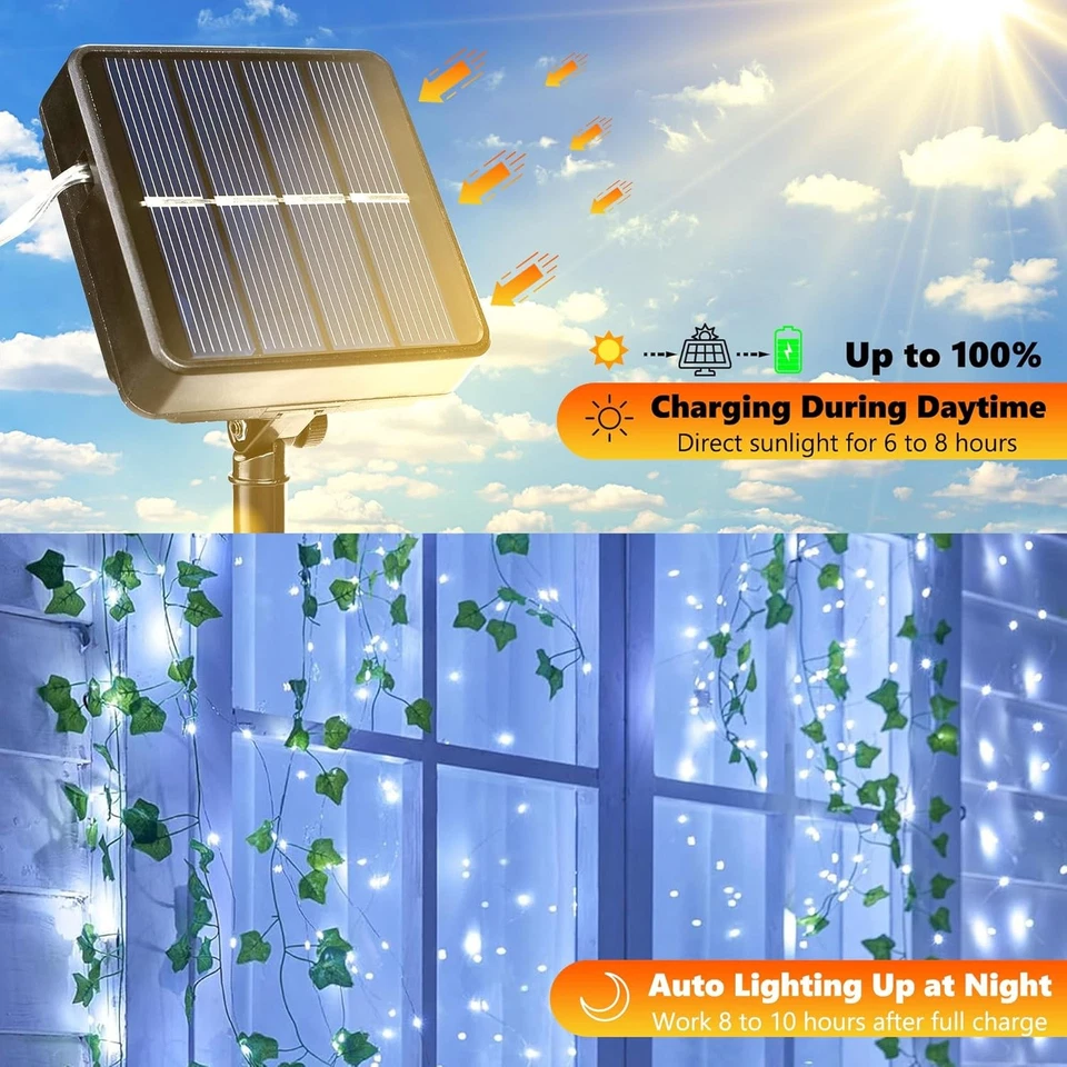Waterproof Copper Wire Solar String Lights Led Xmas Garden Party Decor Outdoor - Image 2