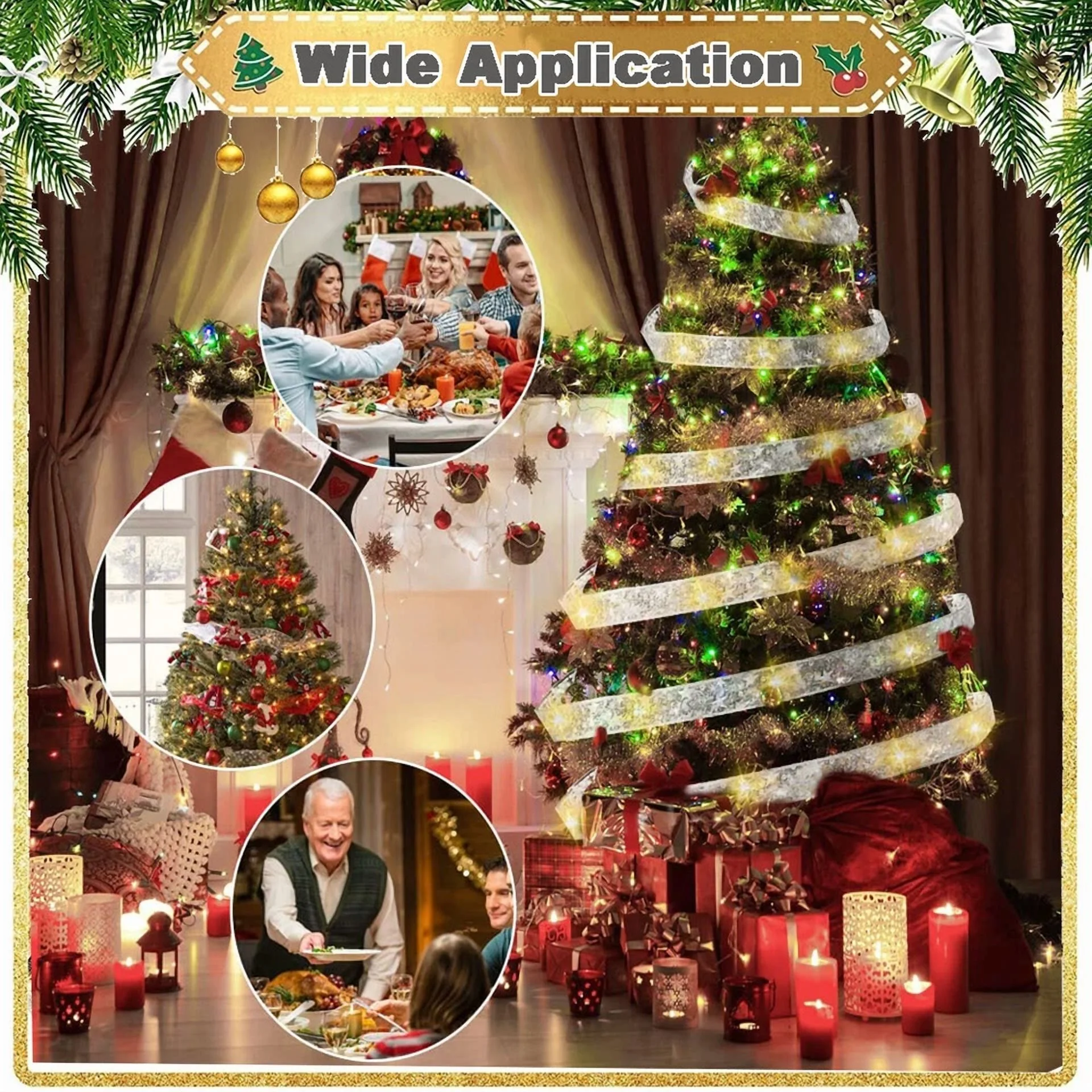 13Ft Led Ribbon Fairy String Lights Gift Wraps Christmas Tree Party Decoration - Image 2