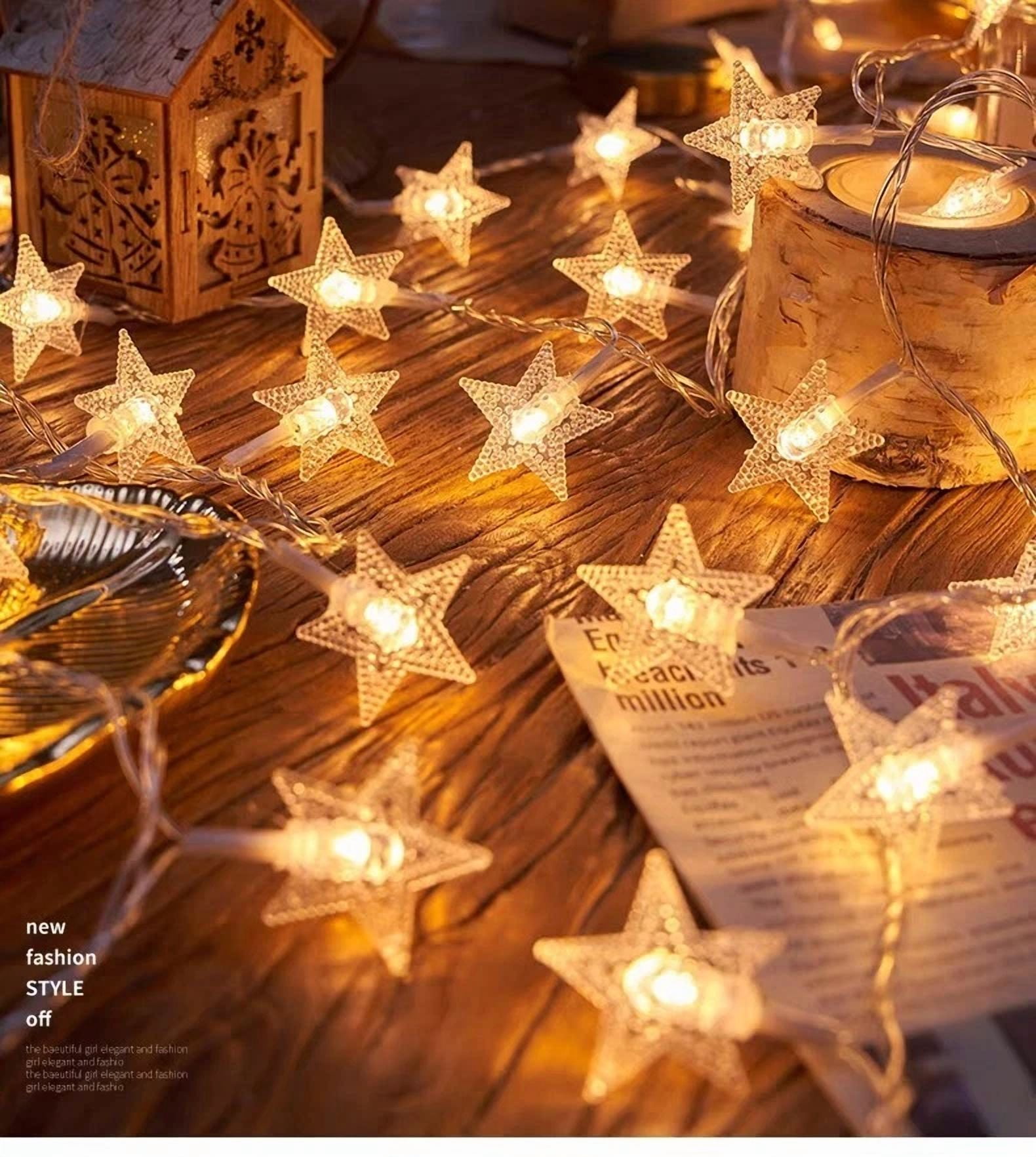 Holiday Christmas 19 Ft Usb Powered Led Star Fairy Lights Decorations Warm White - Image 3