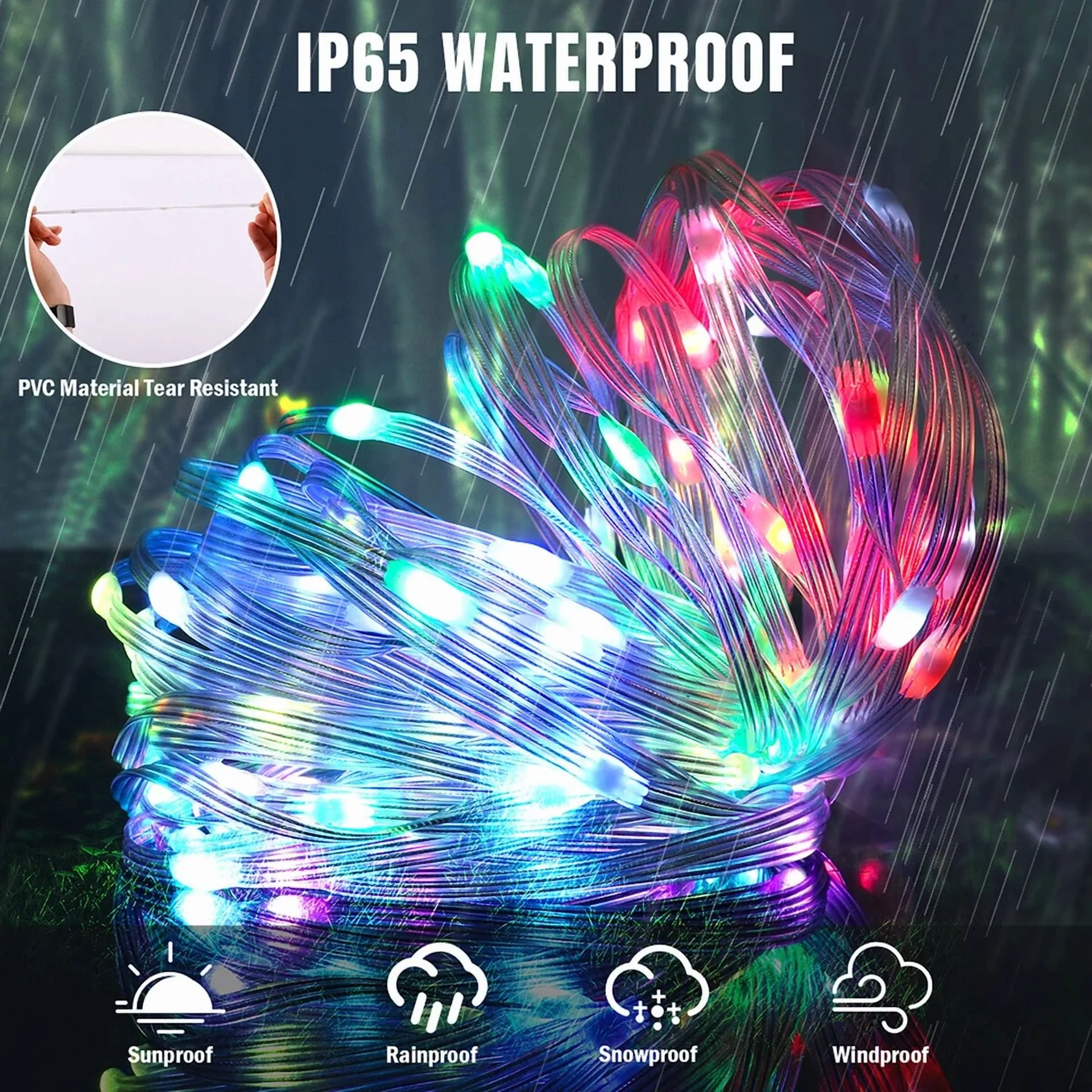 33Ft Led Strip Rope Lights Music Sync Smart Rgb Led Light W/ Remote Ip65 Outdoor - Image 2