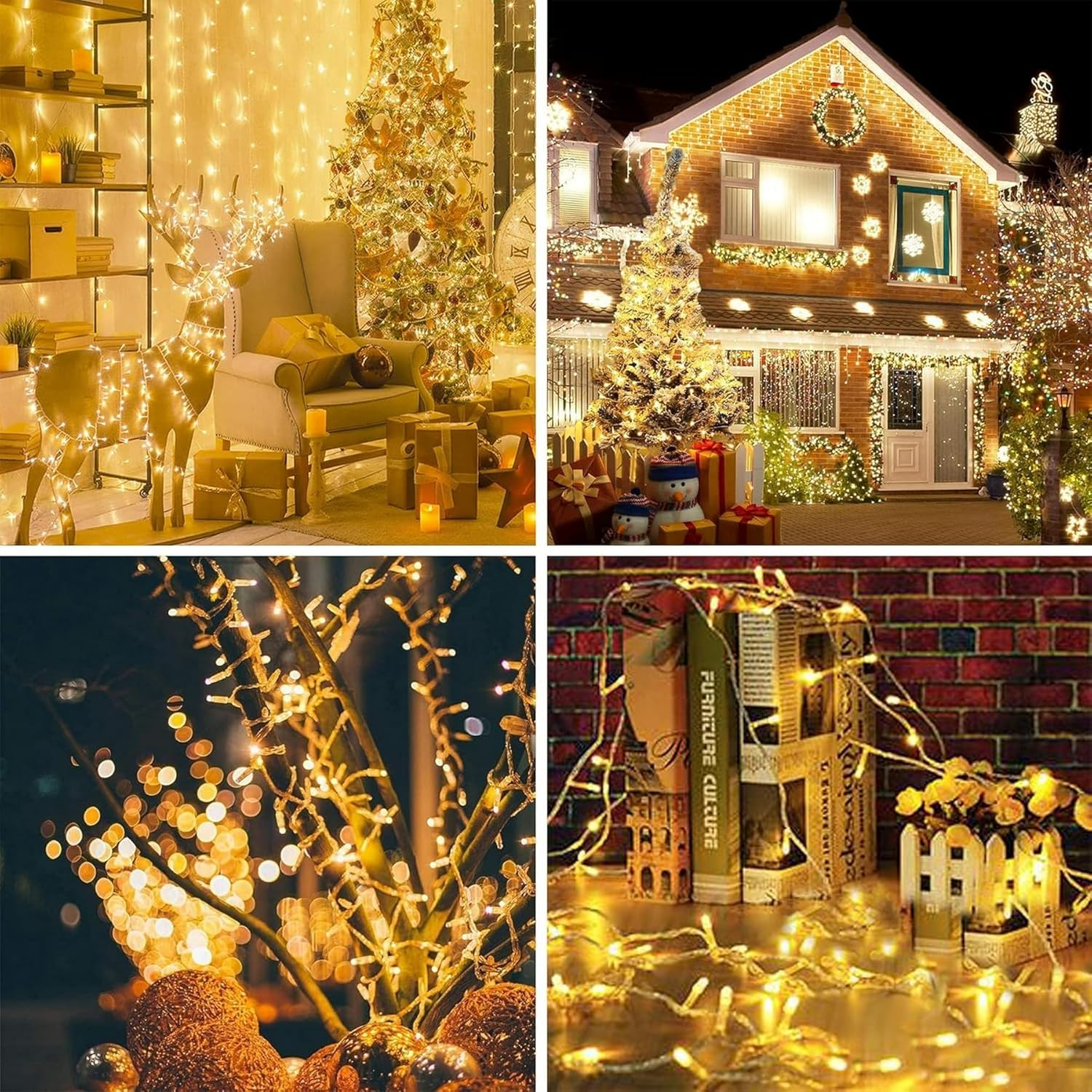 Fairy Lights Waterproof,220LED 82ft Fairy Lights Plug in,String Lights Main Powered with Remote Control,8 Mode Christmas Lights Indoor/Outdoor for Tree Wedding Party Room Decorations(Warm White) - Image 3
