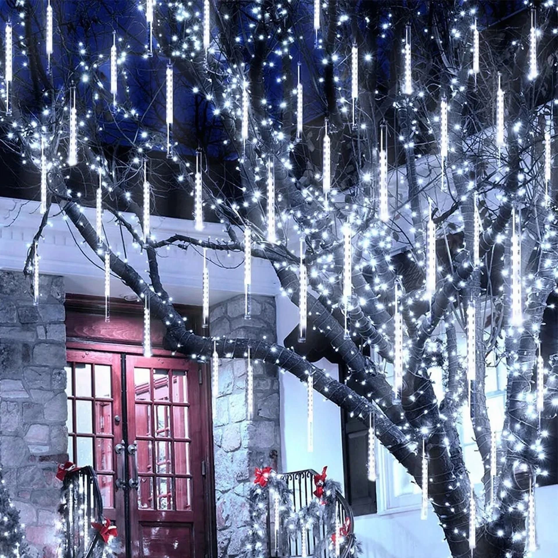 196 Led Outdoor Meteor Shower Lights Garden Tree String Light Xmas Party Decor - Image 3