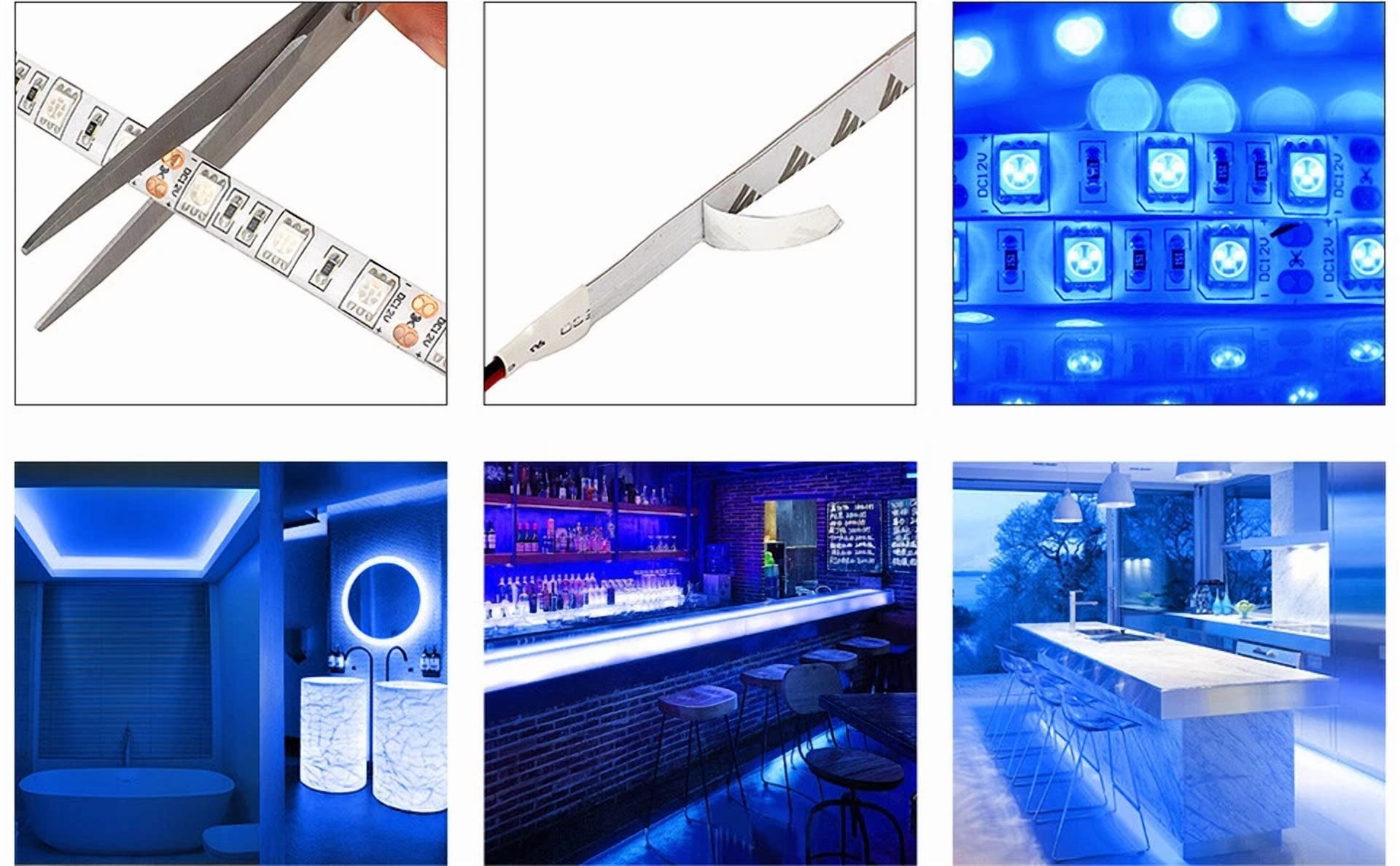 16.4Ft Blue Led Strip Light 300 Leds Dimmable Flexible Waterproof Ribbon Light - Image 6