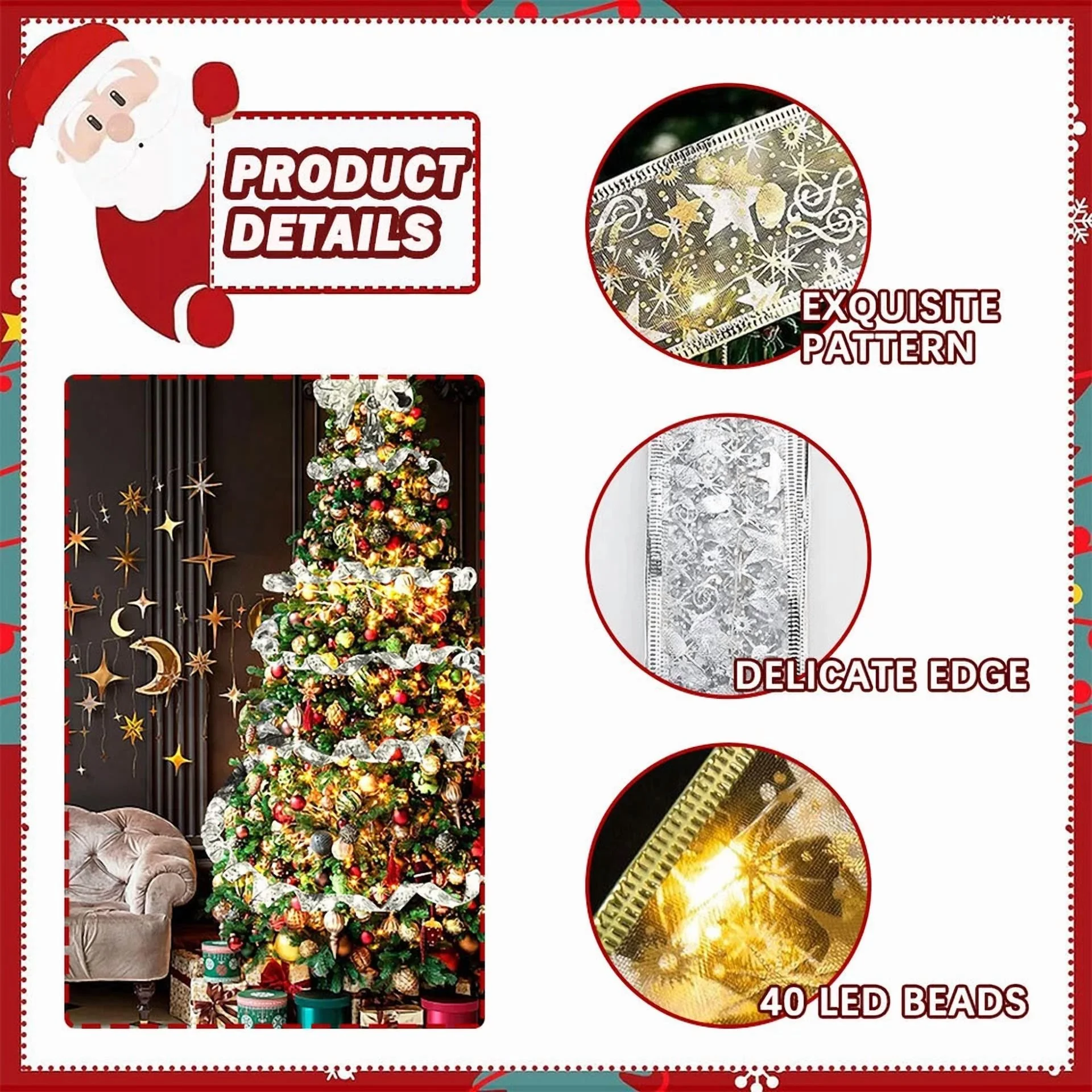 Led Ribbon Fairy String Lights For Christmas Tree Decoration Party Battery Lamp - Image 5