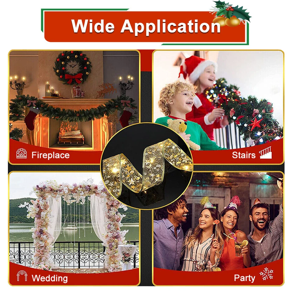 2Pcs Led Ribbon Fairy String Light For Christmas Tree Party Decoration Lamp Xmas - Image 6