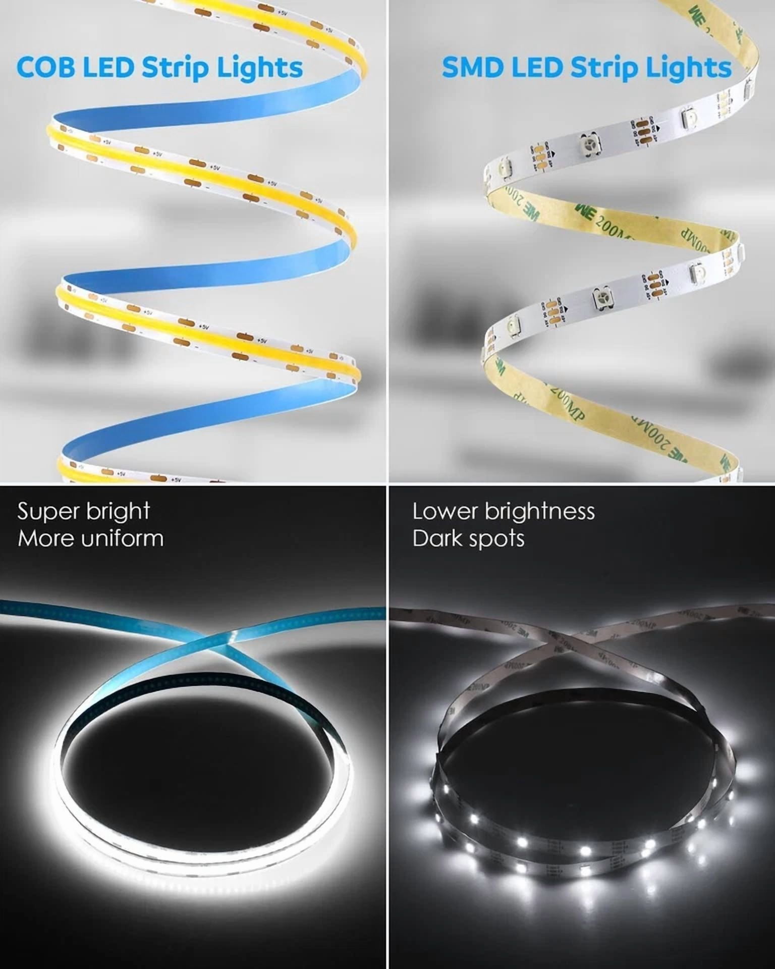 Usb Cob Led Strip Light, 5V 6000K Daylight, 1M 320 Leds, For Tv, Kitchen, Shelf - Image 5