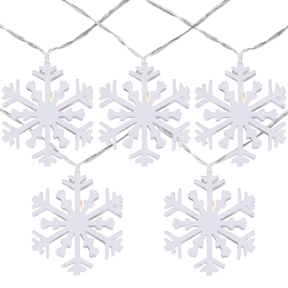 Northlight 10 B/O White Snowflake Led White Christmas Lights 4.5 Ft Clear Wire - Image 2