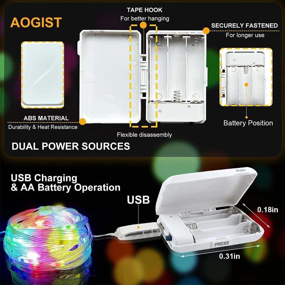 Battery Operated & Usb Powered 5M 50 Led Fairy String Light Xmas Party W/Remote - Image 2