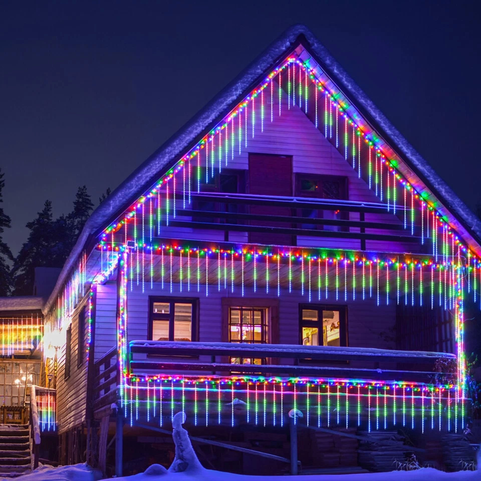 196 Led 8 Tube Meteor Shower String Lights Garden Falling Rain Light Party Decor - Image 5