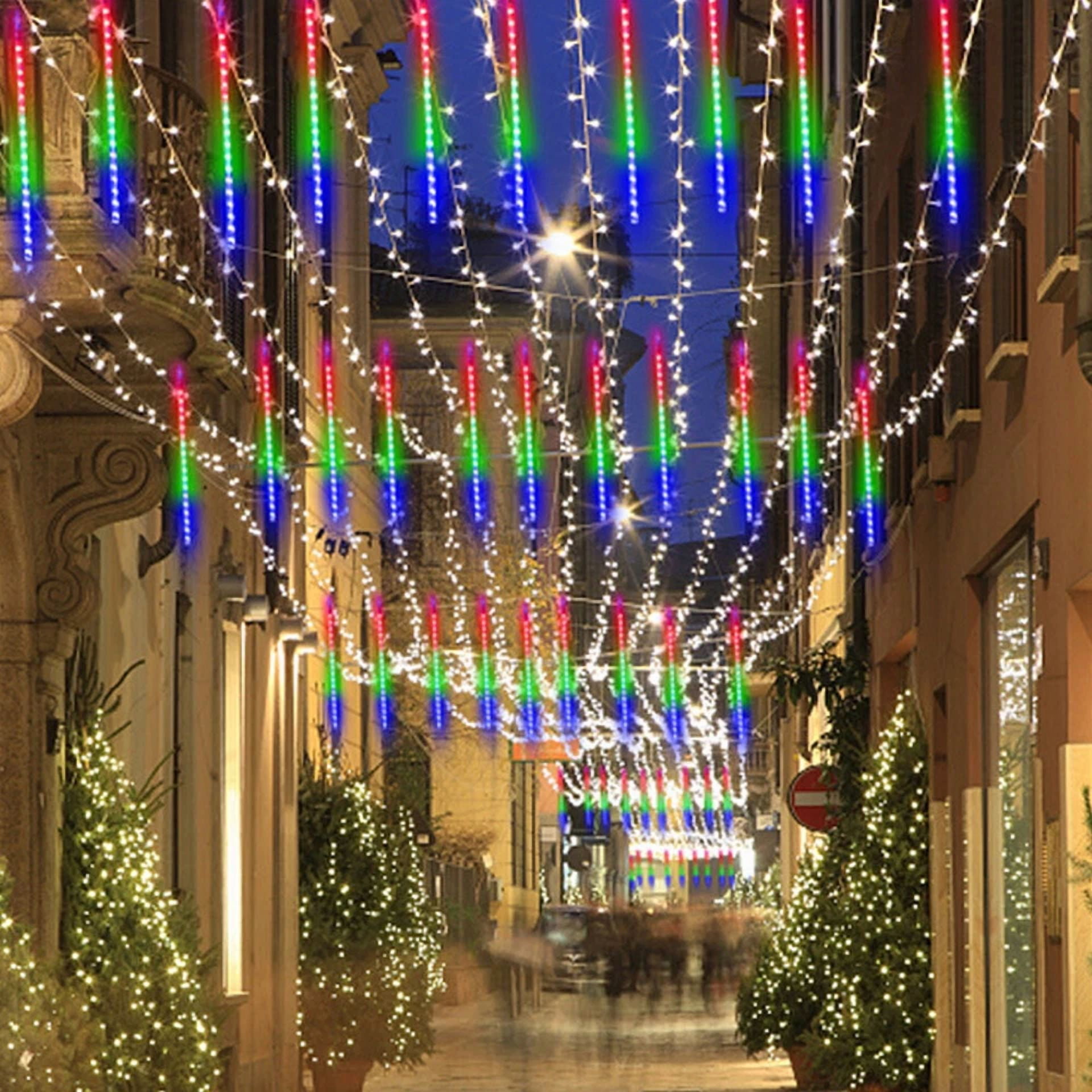 196 Led Meteor Shower String Lights 8 Tube Garden Falling Rain Light Party Decor - Image 6