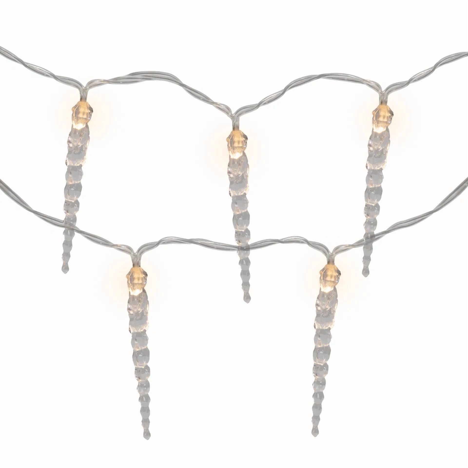 ZYLER- Northlight Icicle String Christmas Light Set - Warm White - 4.5' Clear Wire - - Image 5