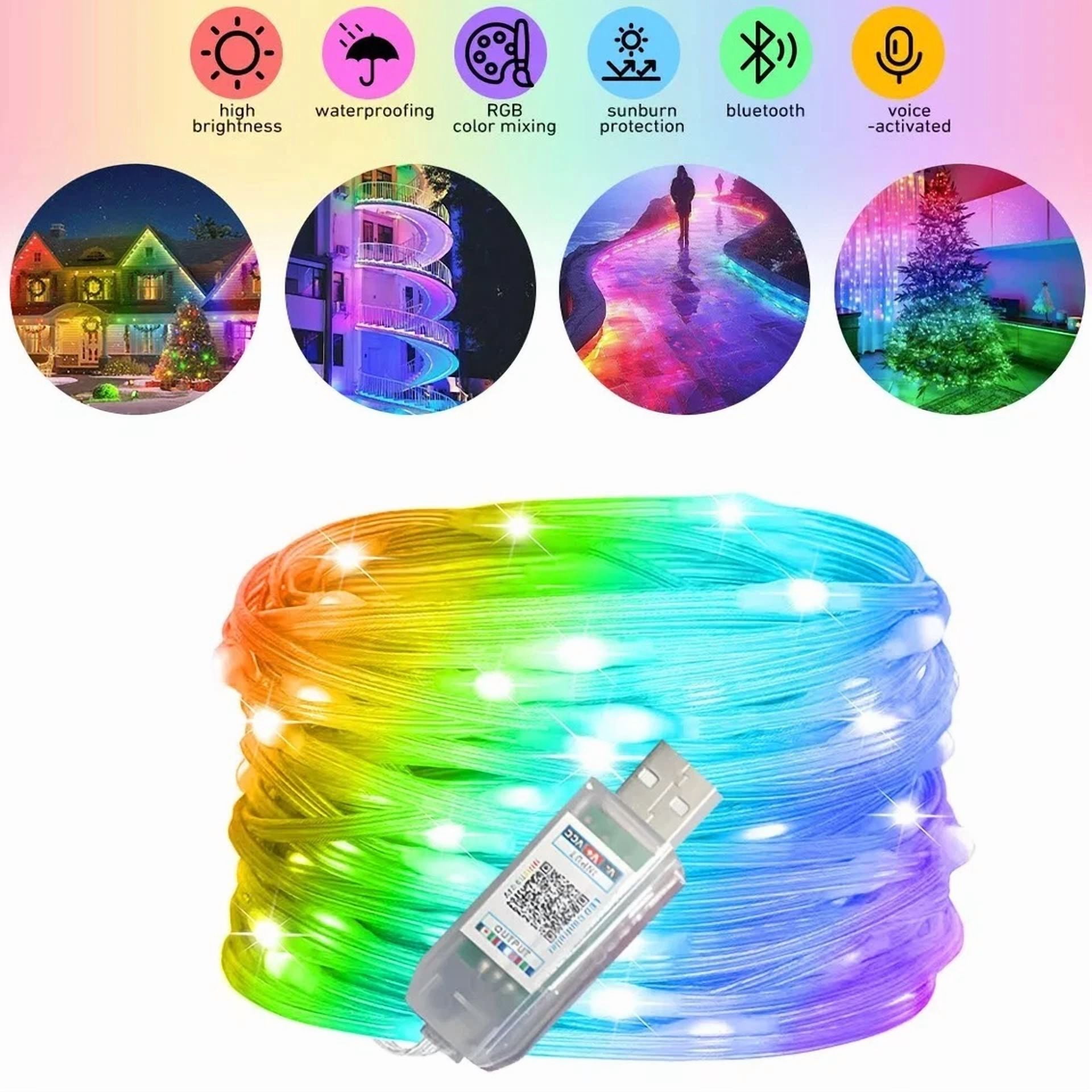 200 Led 65Ft Strip Rope Light Tube String Outdoor Garden Party Decoration Lights - Image 5