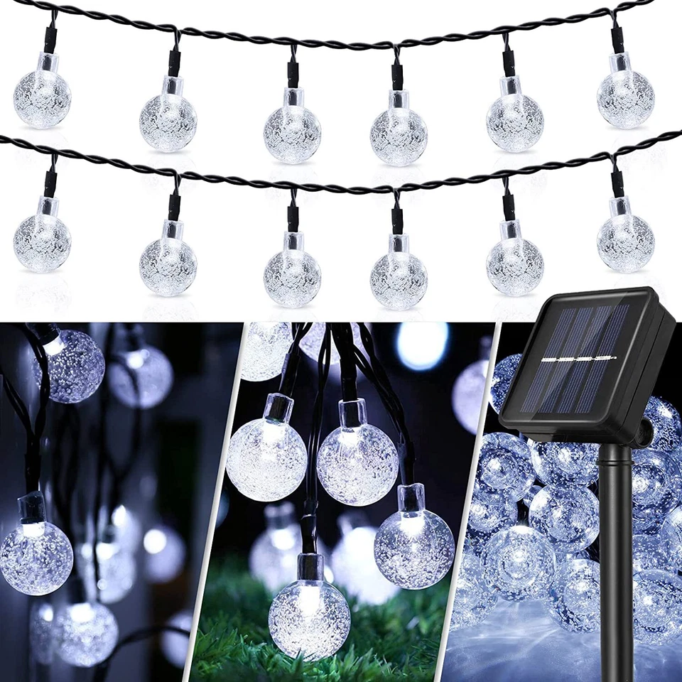 50 Led Solar String Light Waterproof Crystal Globe Christmas Lights Party Decor - Image 6