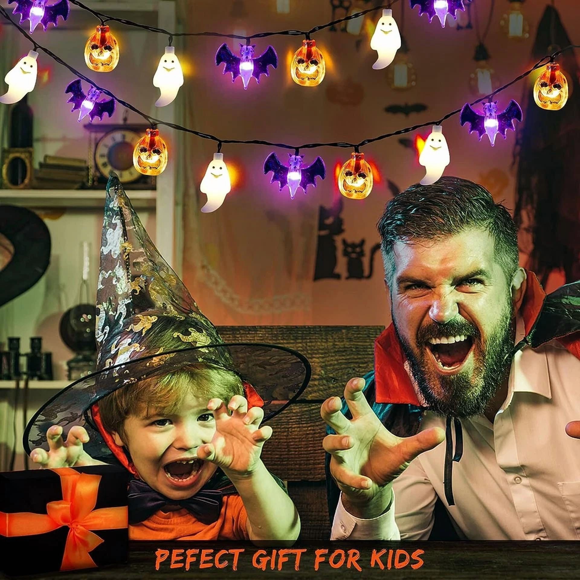 Halloween Ghost String Light Hanging Pumpkin Lantern Decoration Indoor Outdoor - Image 4