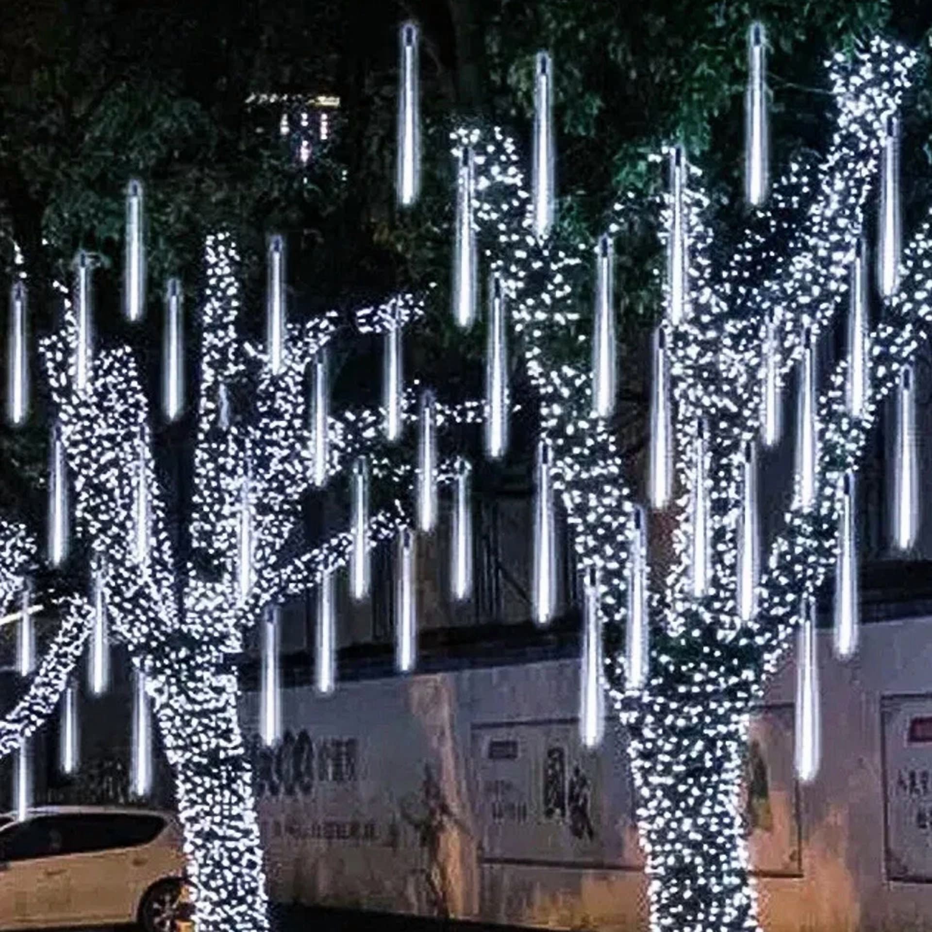 196 Led Outdoor Meteor Shower Lights Garden Tree String Light Xmas Party Decor - Image 5