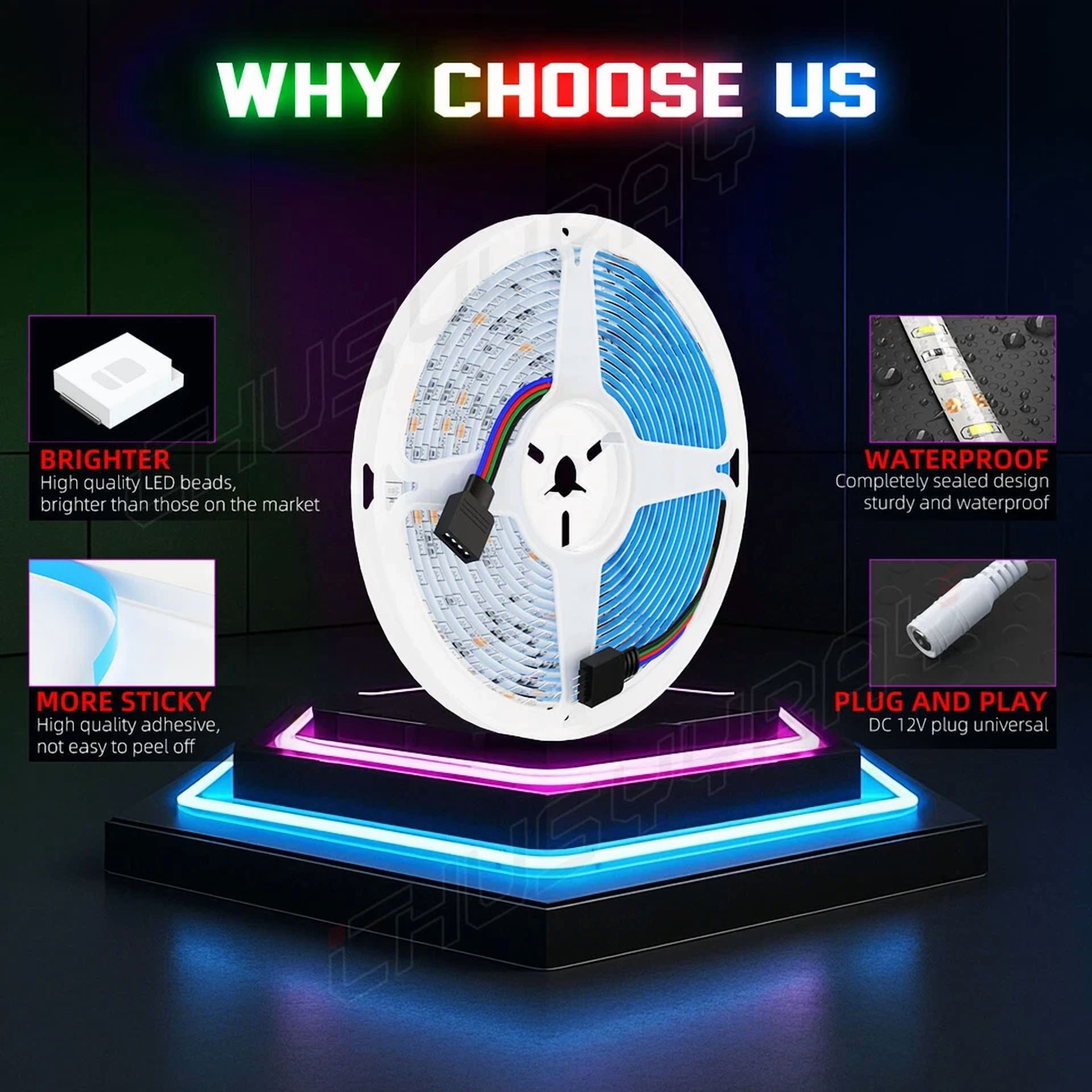 16.4Ft Led Strip Lights 5050 Rgb 7Color Change Remote For Rooms Bar - Image 5