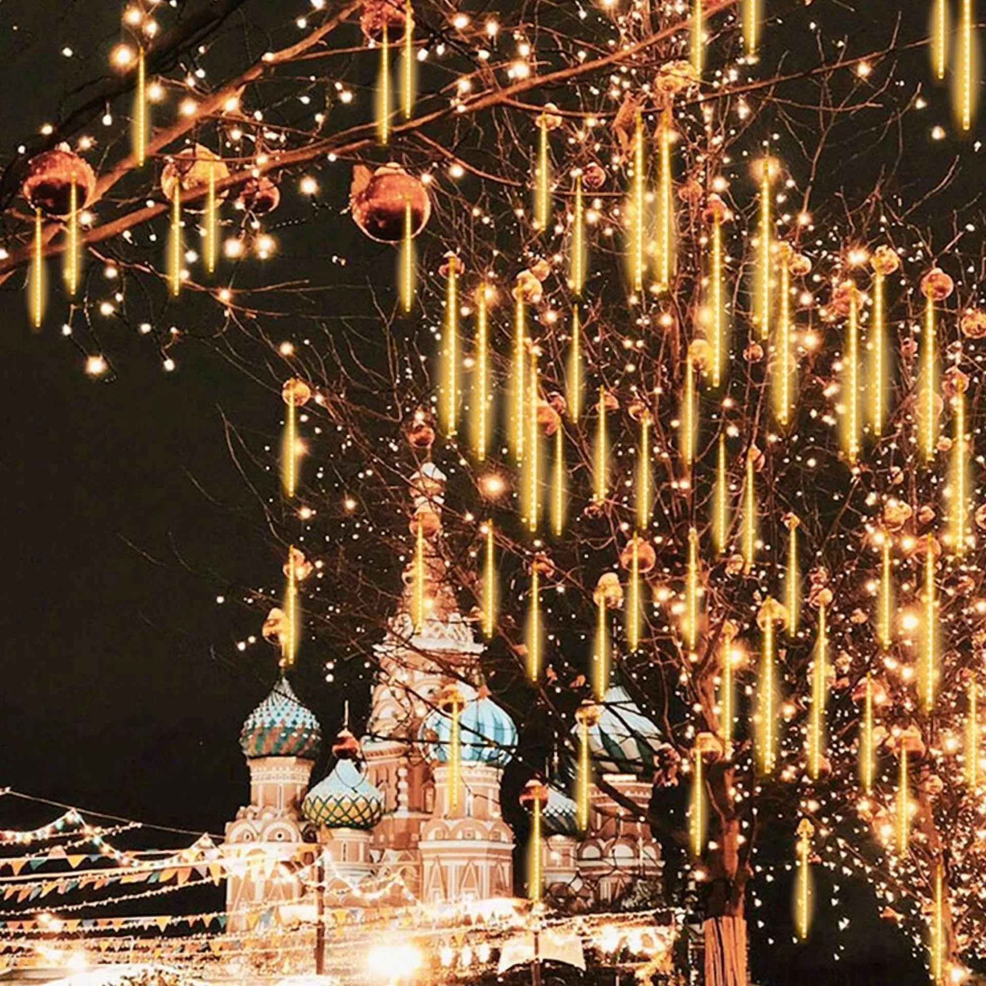 288 Led Outdoor Meteor Shower Lights Rain Tree String Lights Garden Xmas Decor - Image 6