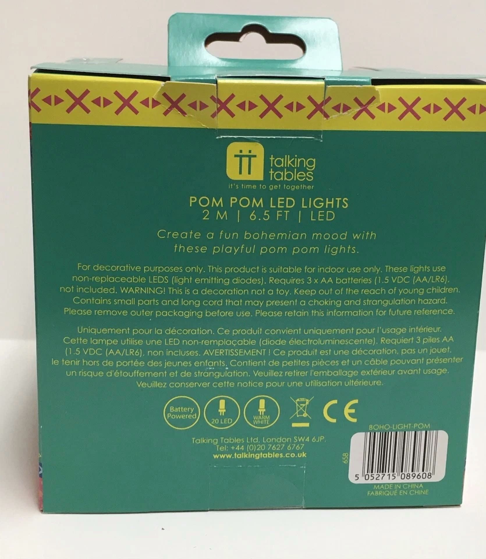 Colorful Pom Pom Lights 6.5 Ft Operated Light String New In Box /Talking Table - Image 2