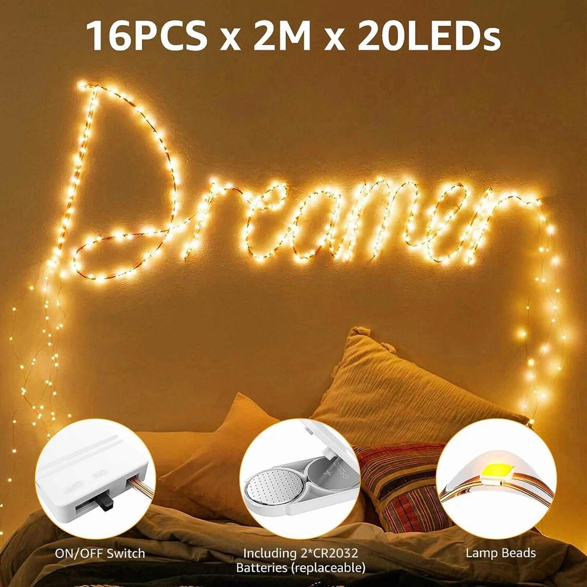 16 X Fairy String Lights Battery Operated Warm White 6.6Ft Halloween Xmas Decor - Image 6